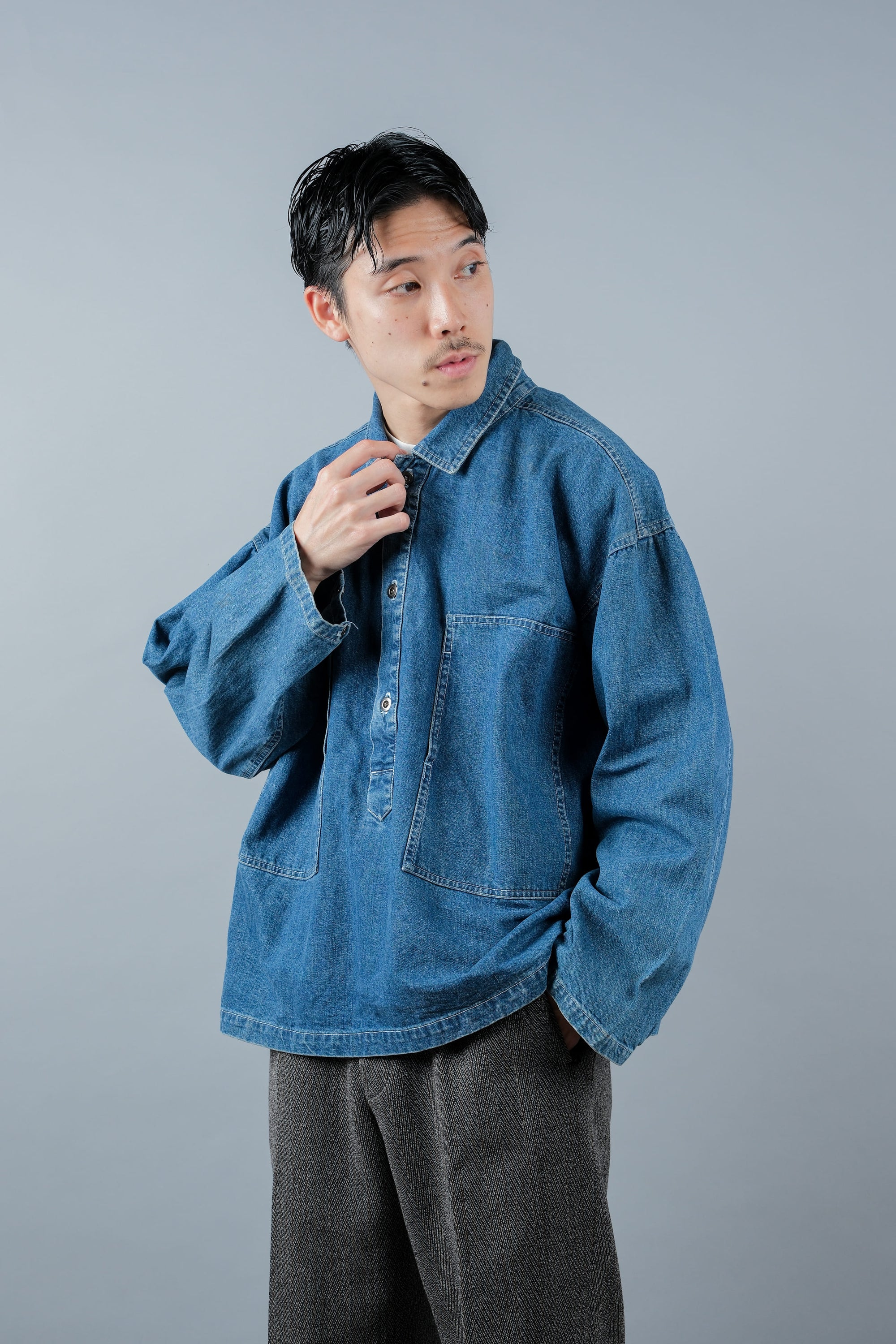 ［~90's］American Vintage U.S.ARMY Type Dungaree Denim Pullover Jumper Size.M