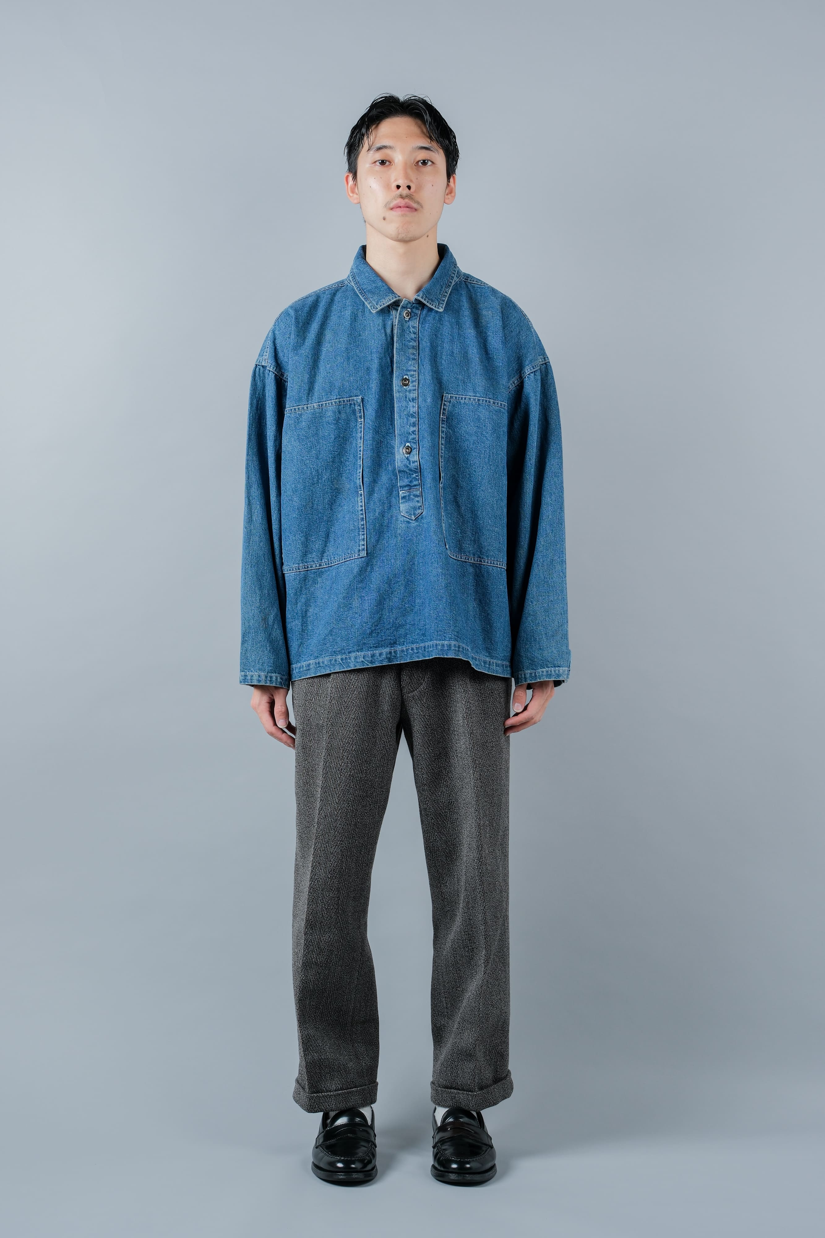 90's】American Vintage U.S.ARMY Type Dungaree Denim Pullover