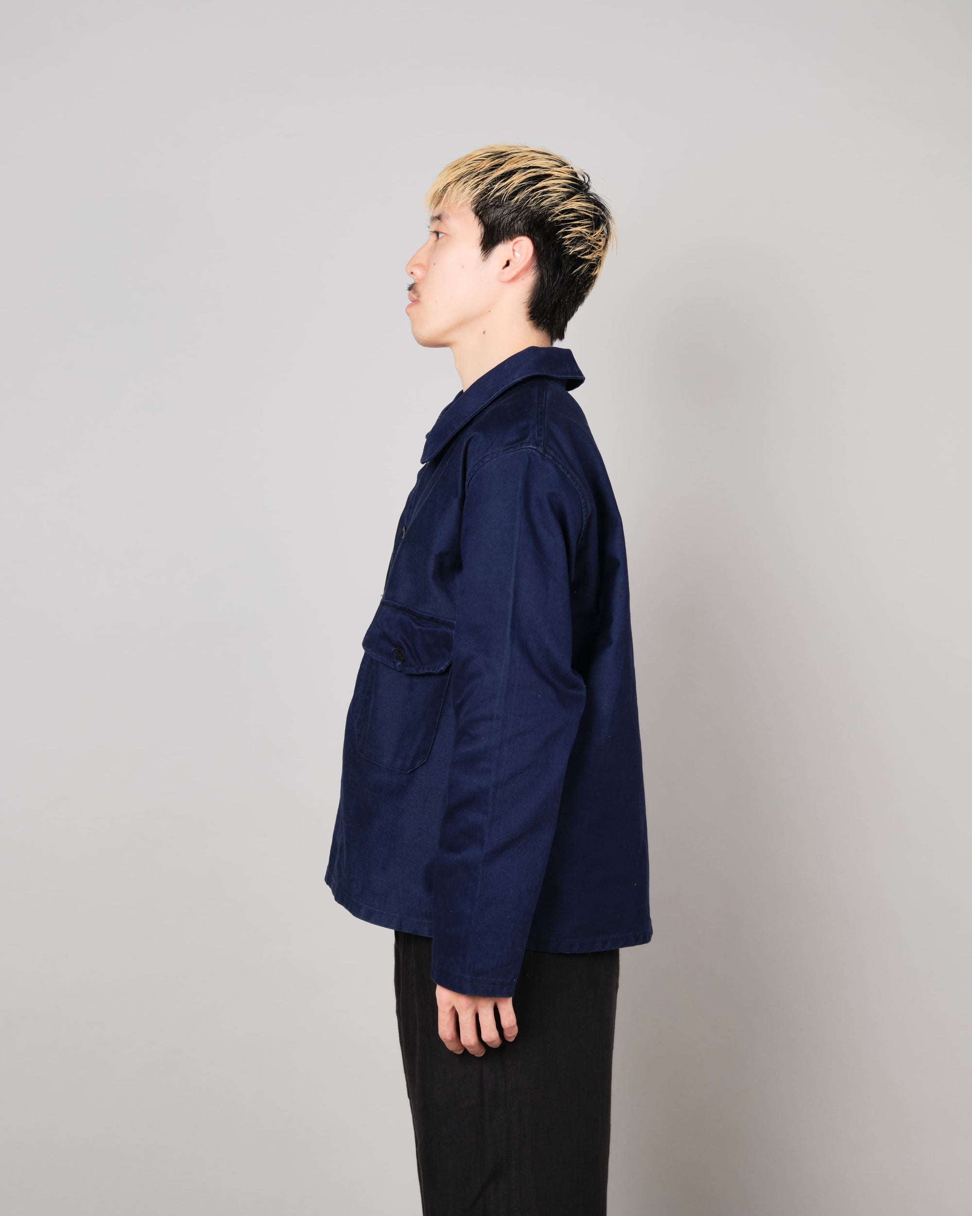 【~70's】Italian Navy Blue Moleskin Work Smock Size.3