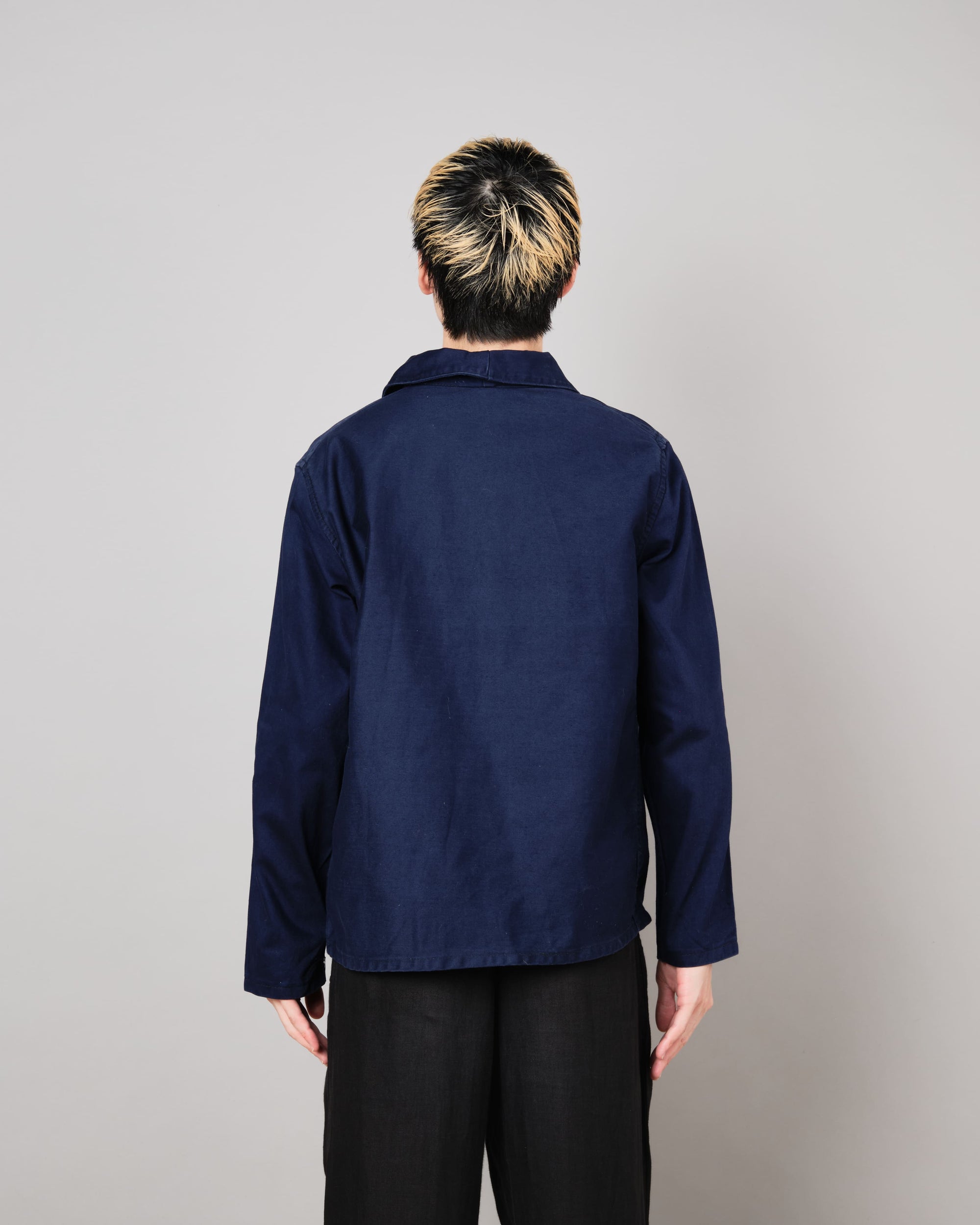 【~70's】Italian Navy Blue Moleskin Work Smock Size.3