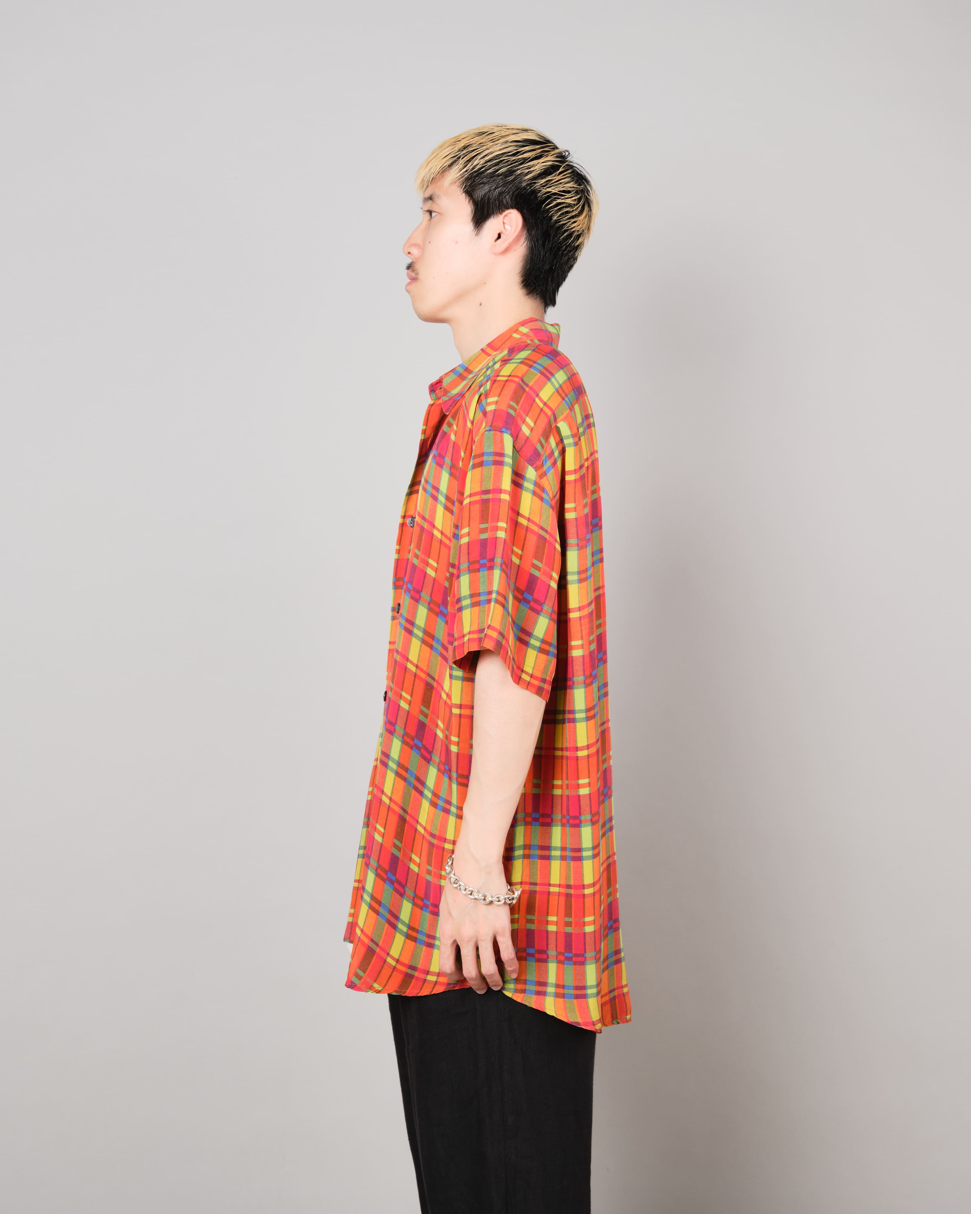 【~80's】Italian Vintage Silk Patterned S/S Shirt Size.XL