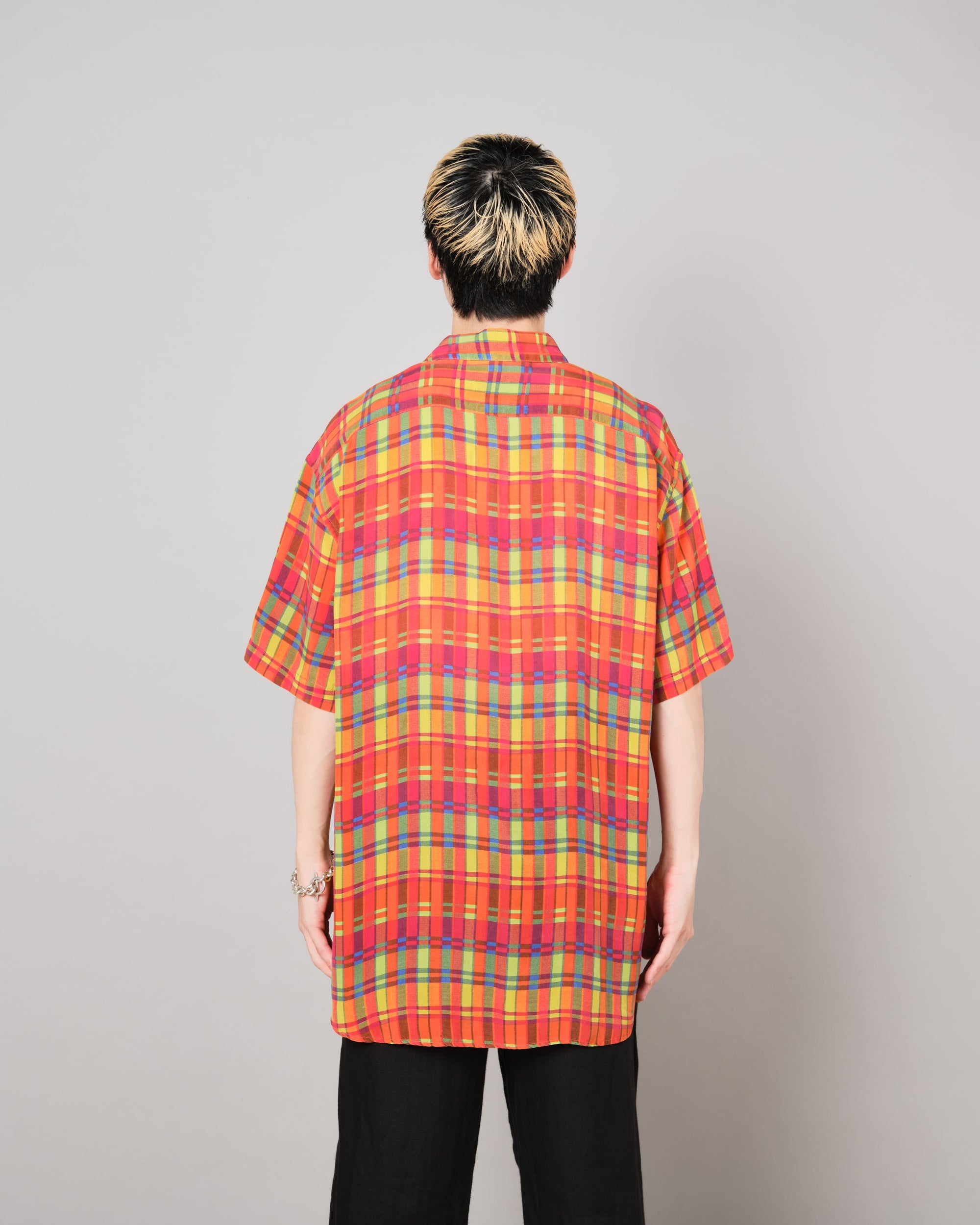 【~80's】Italian Vintage Silk Patterned S/S Shirt Size.XL