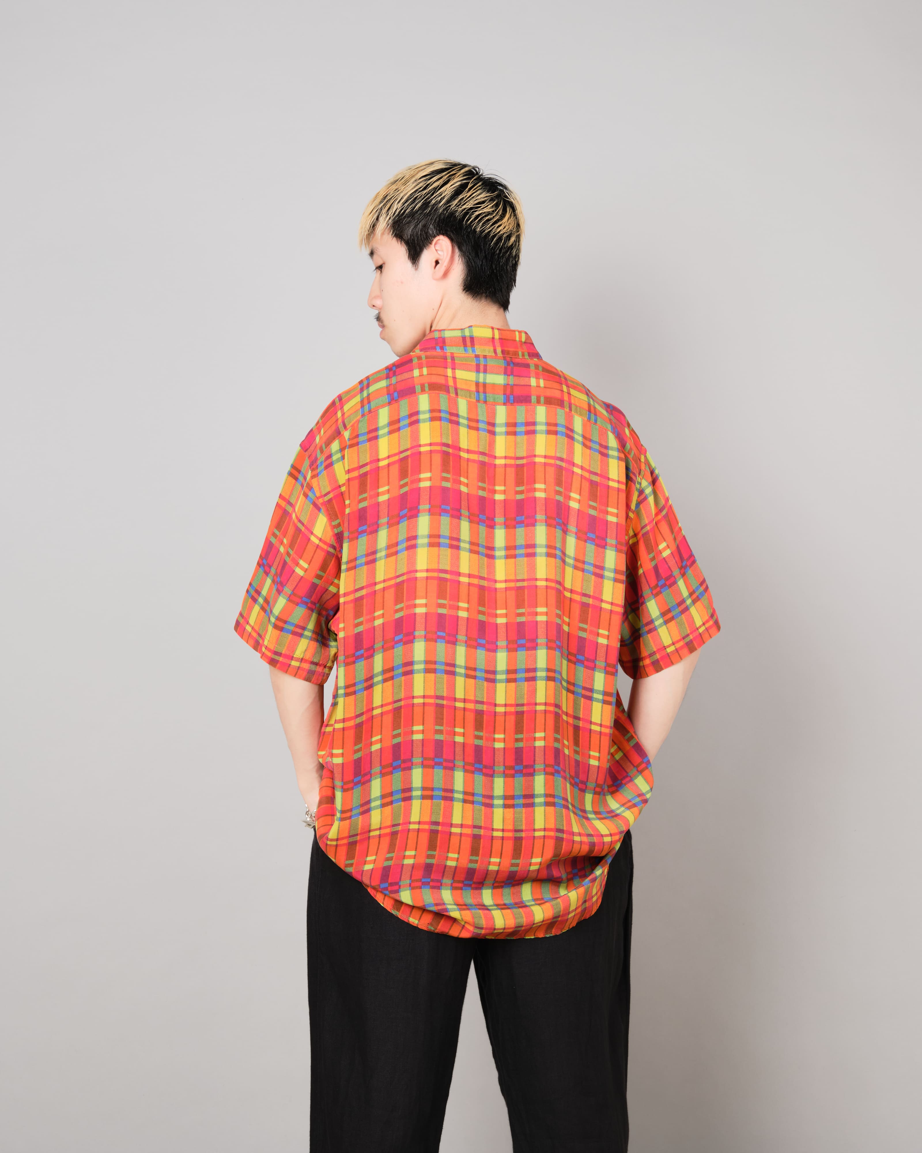 【~80's】Italian Vintage Silk Patterned S/S Shirt Size.XL