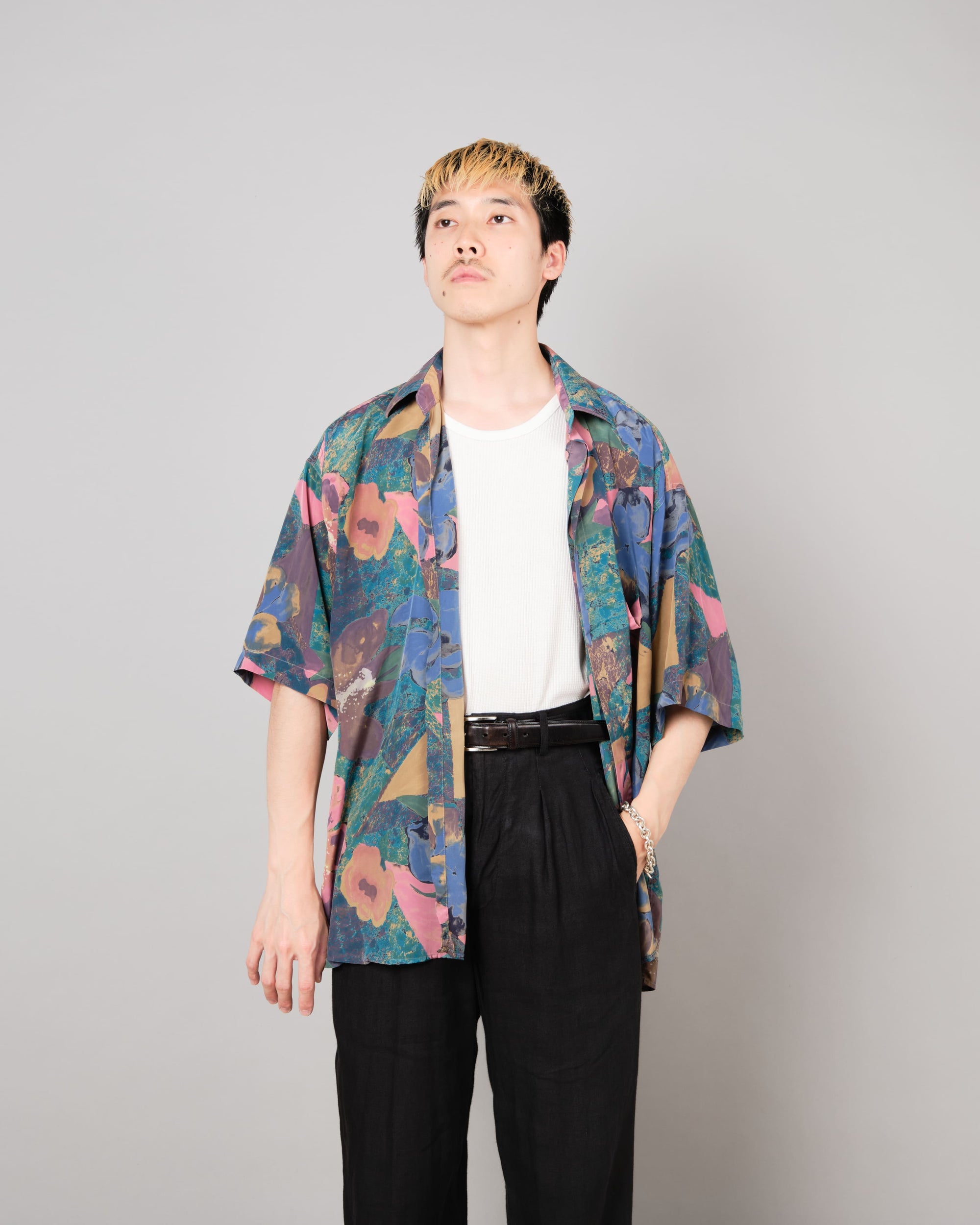 【~80's】Old Pierre Cardin Silk Patterned S/S Shirt