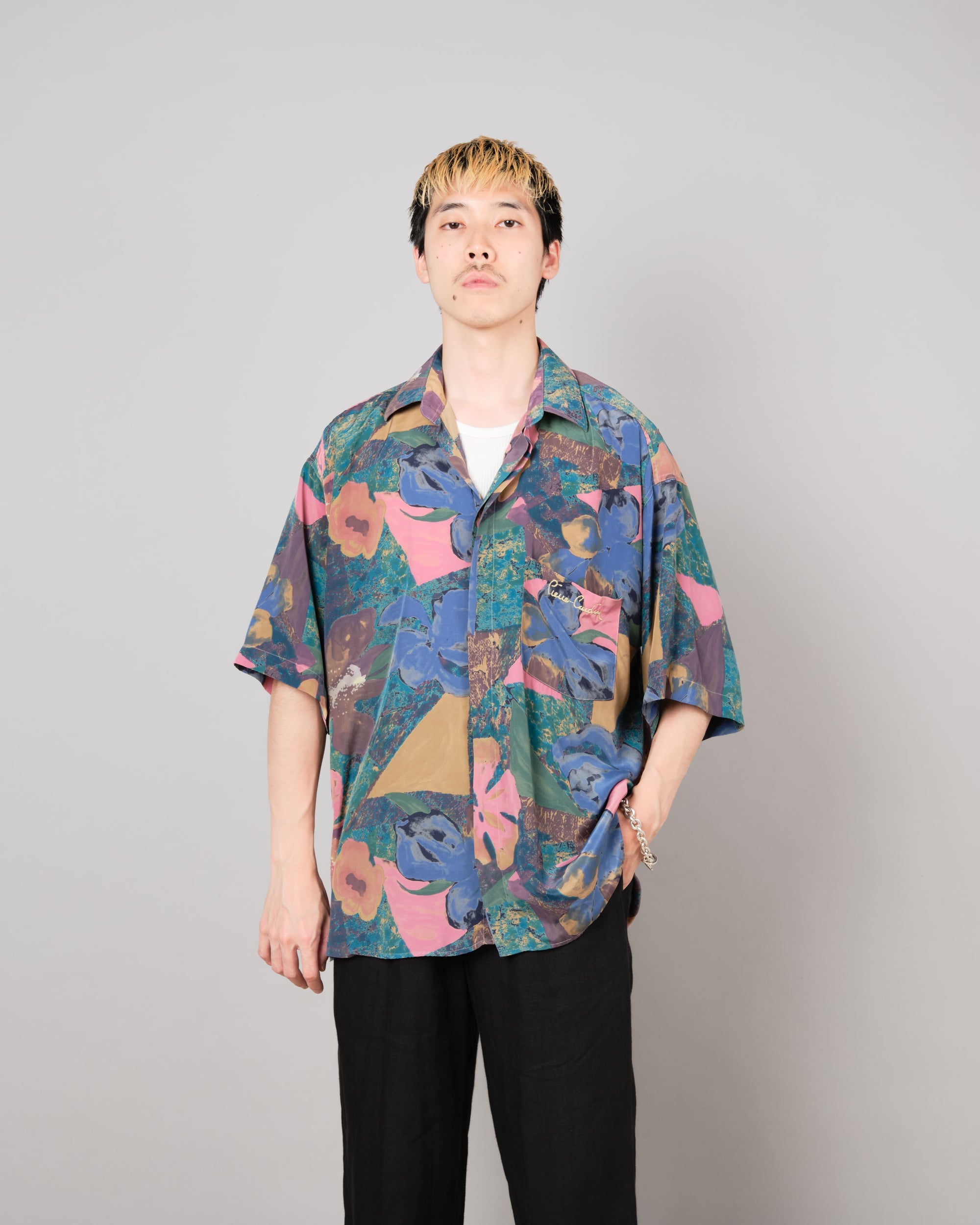 【~80's】Old Pierre Cardin Silk Patterned S/S Shirt