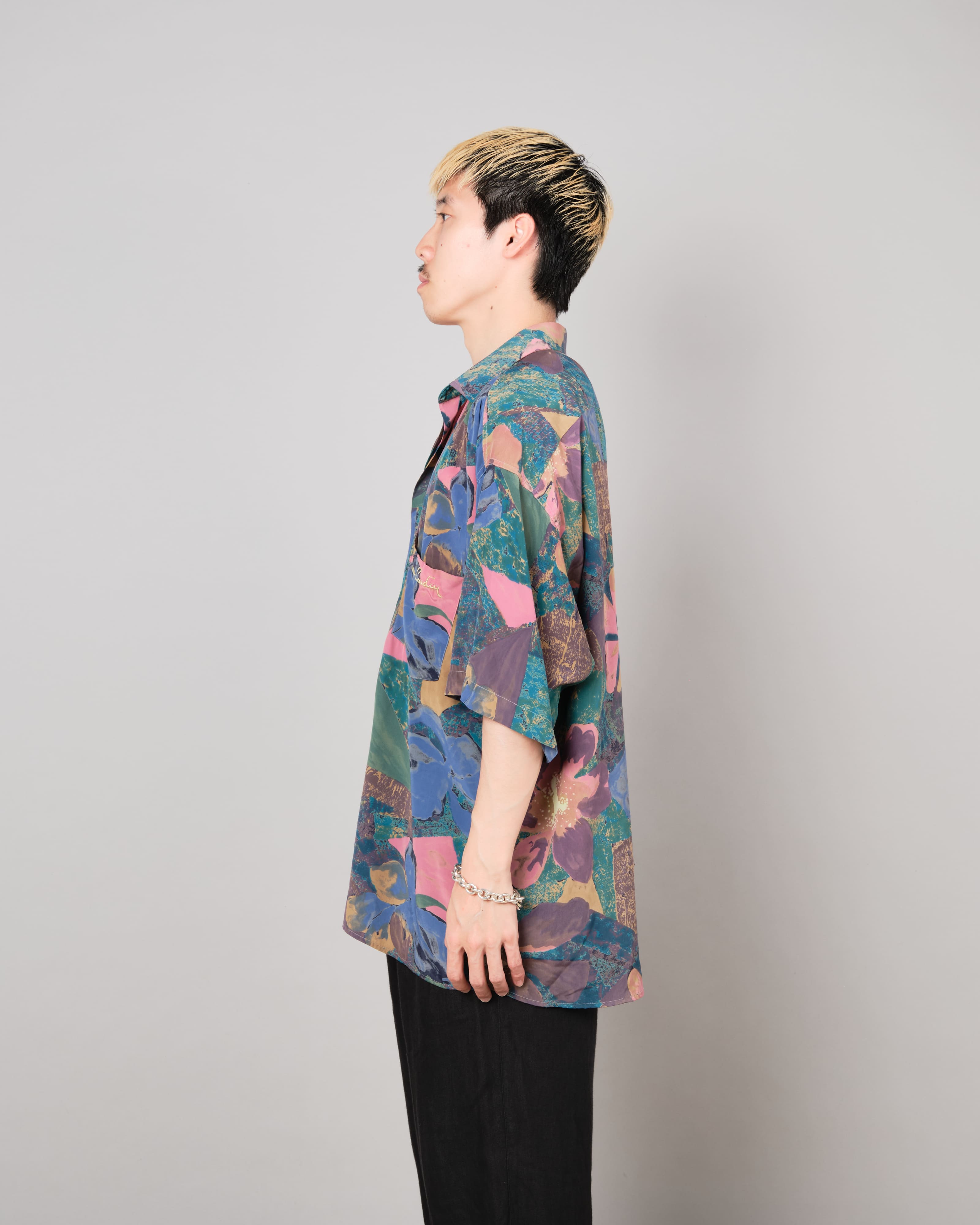 [~80's] Old Pierre Cardin Silk Patterned S/S Shirt