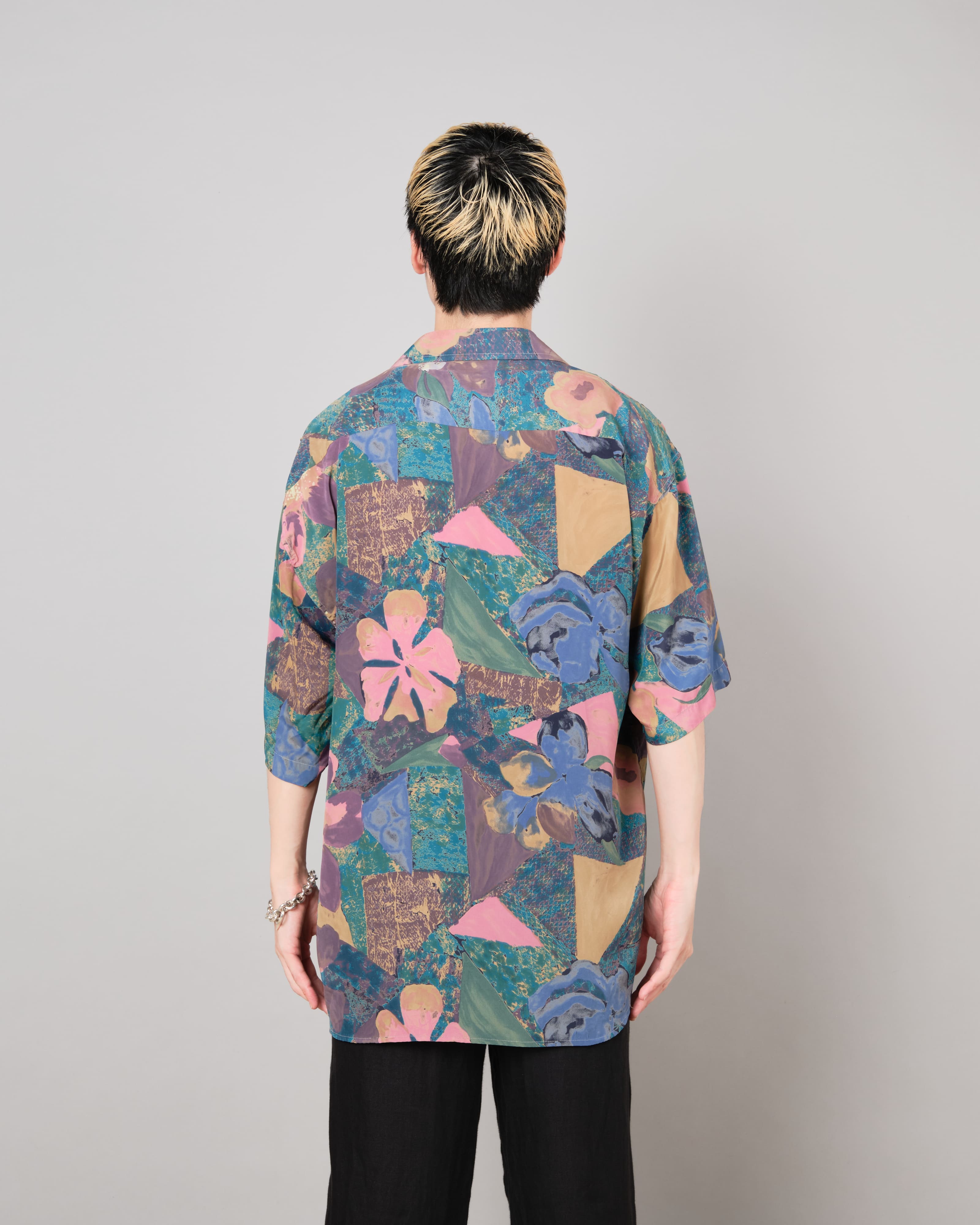 [~80's] Old Pierre Cardin Silk Patterned S/S Shirt