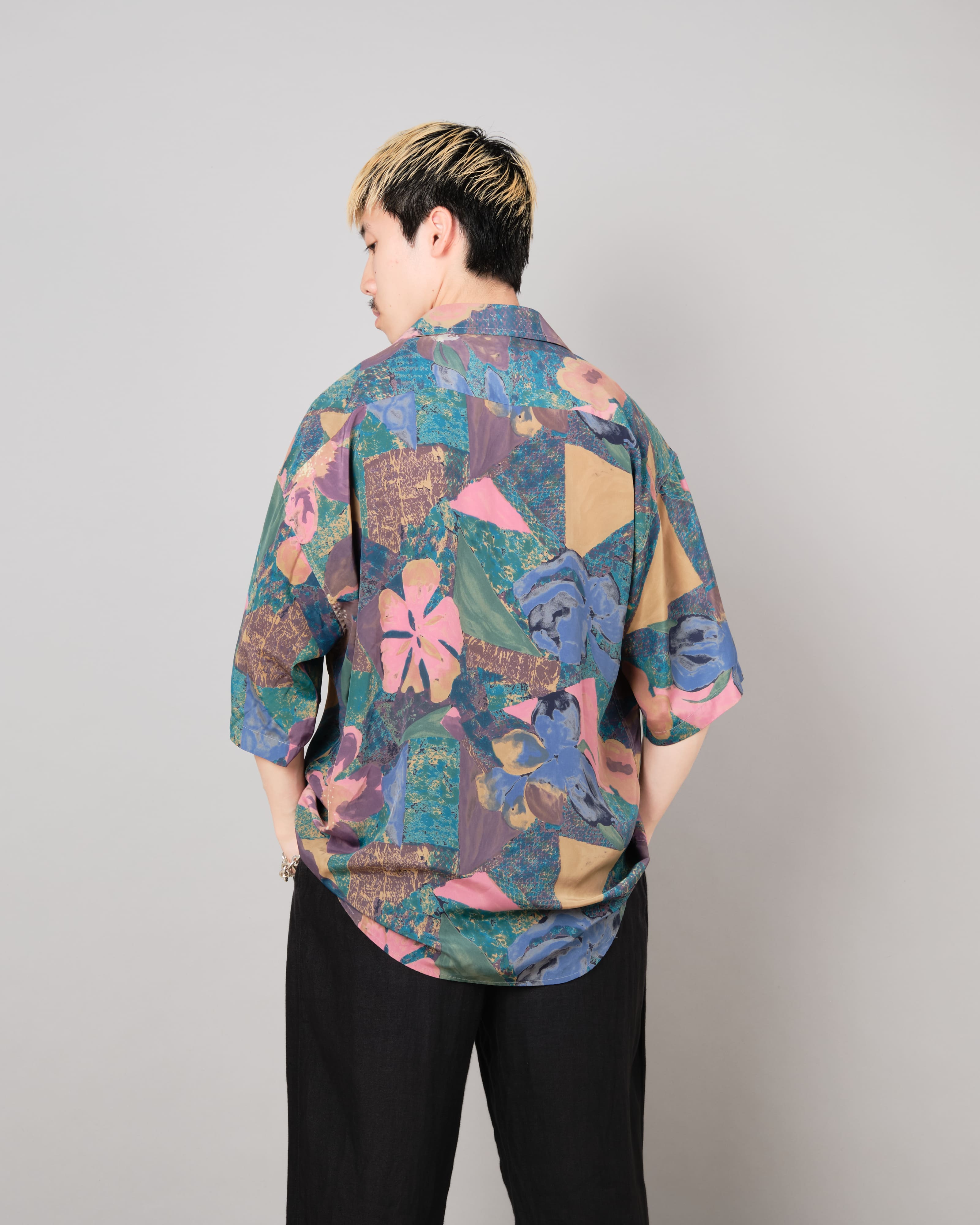 [~80's] Old Pierre Cardin Silk Patterned S/S Shirt