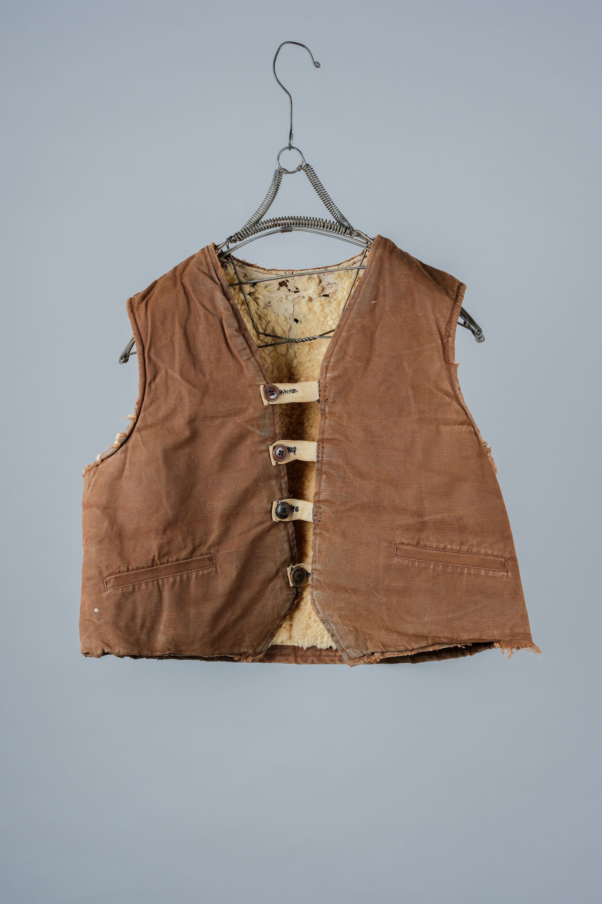 ［~40's］WWⅡ French Resistance Cotton Canvas Fur Lined Winter Vest