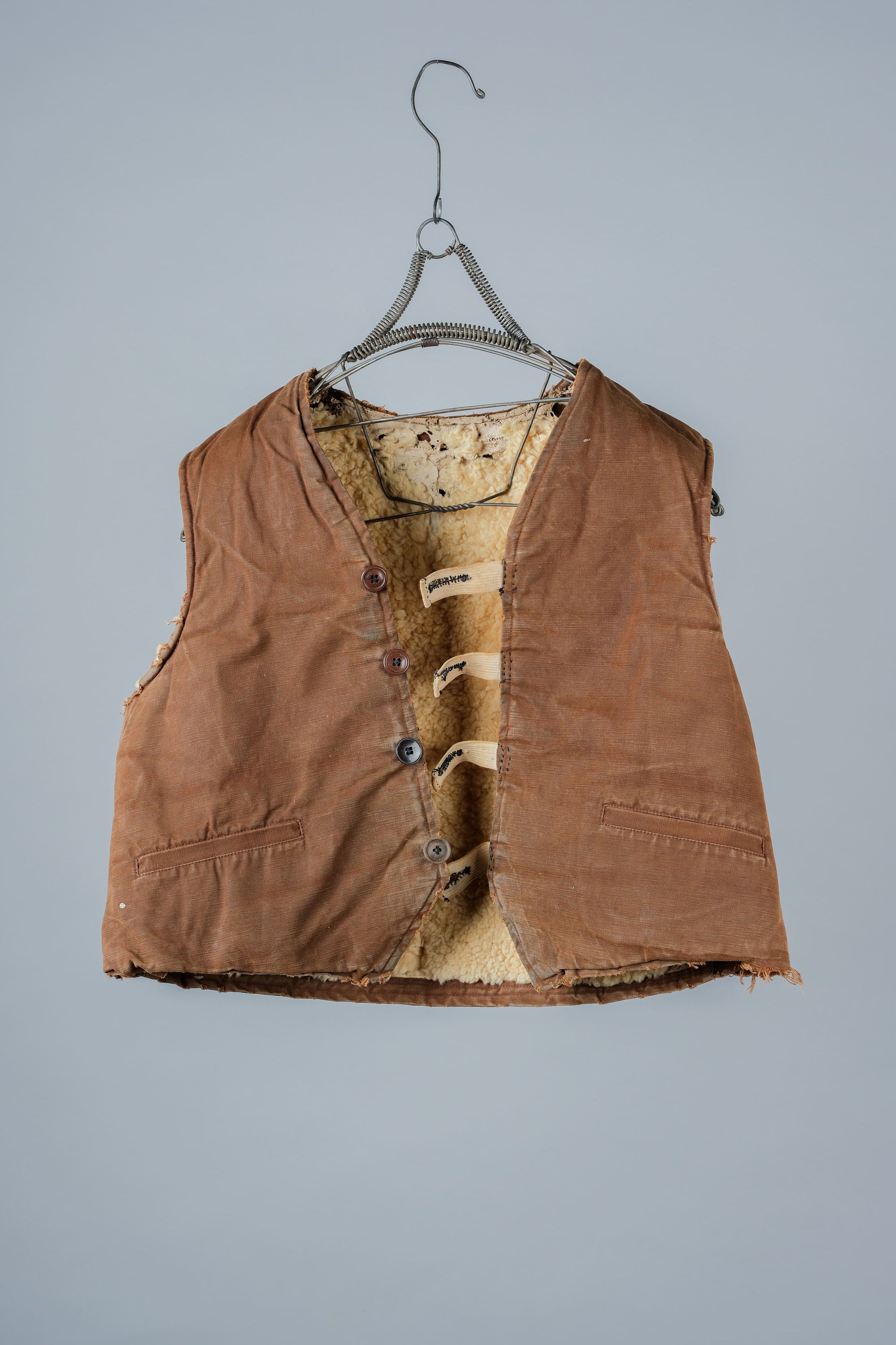 ［~40's］WWⅡ French Resistance Cotton Canvas Fur Lined Winter Vest