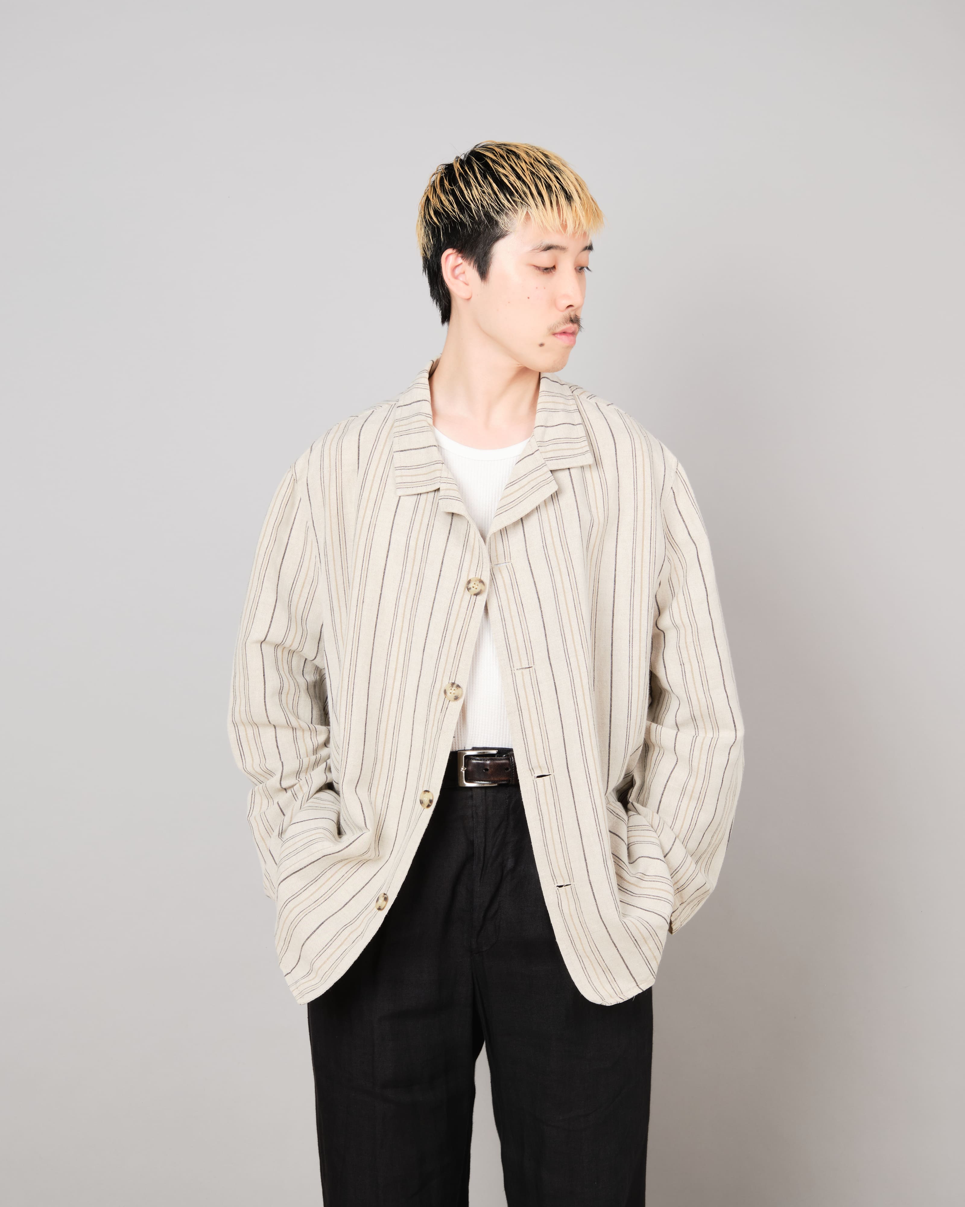 [~80's] Old CecilGee Linen Striped Jacket