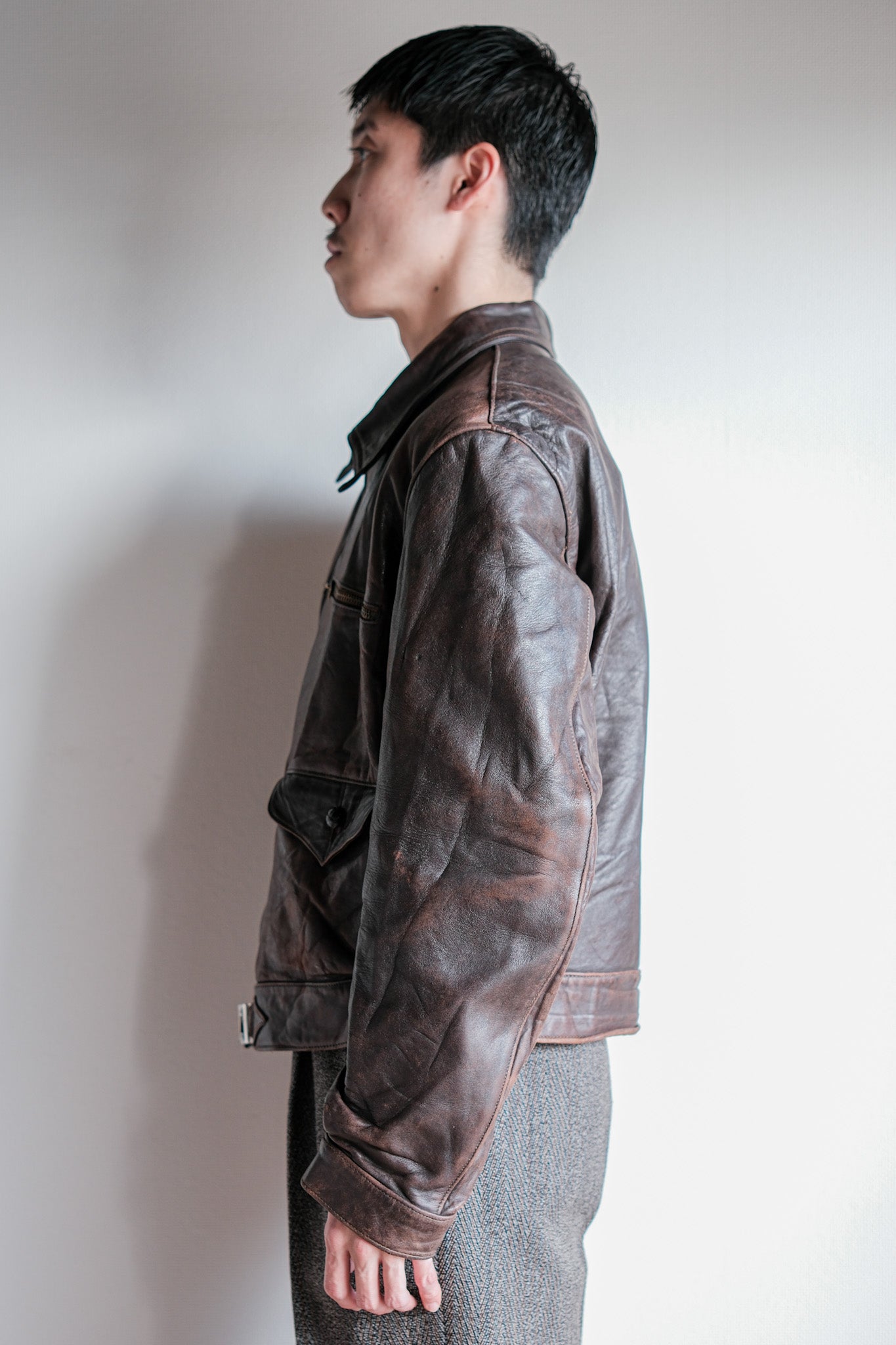 [~ 40's] French vintage Hartmann Type Motorcycle Leather Jacket