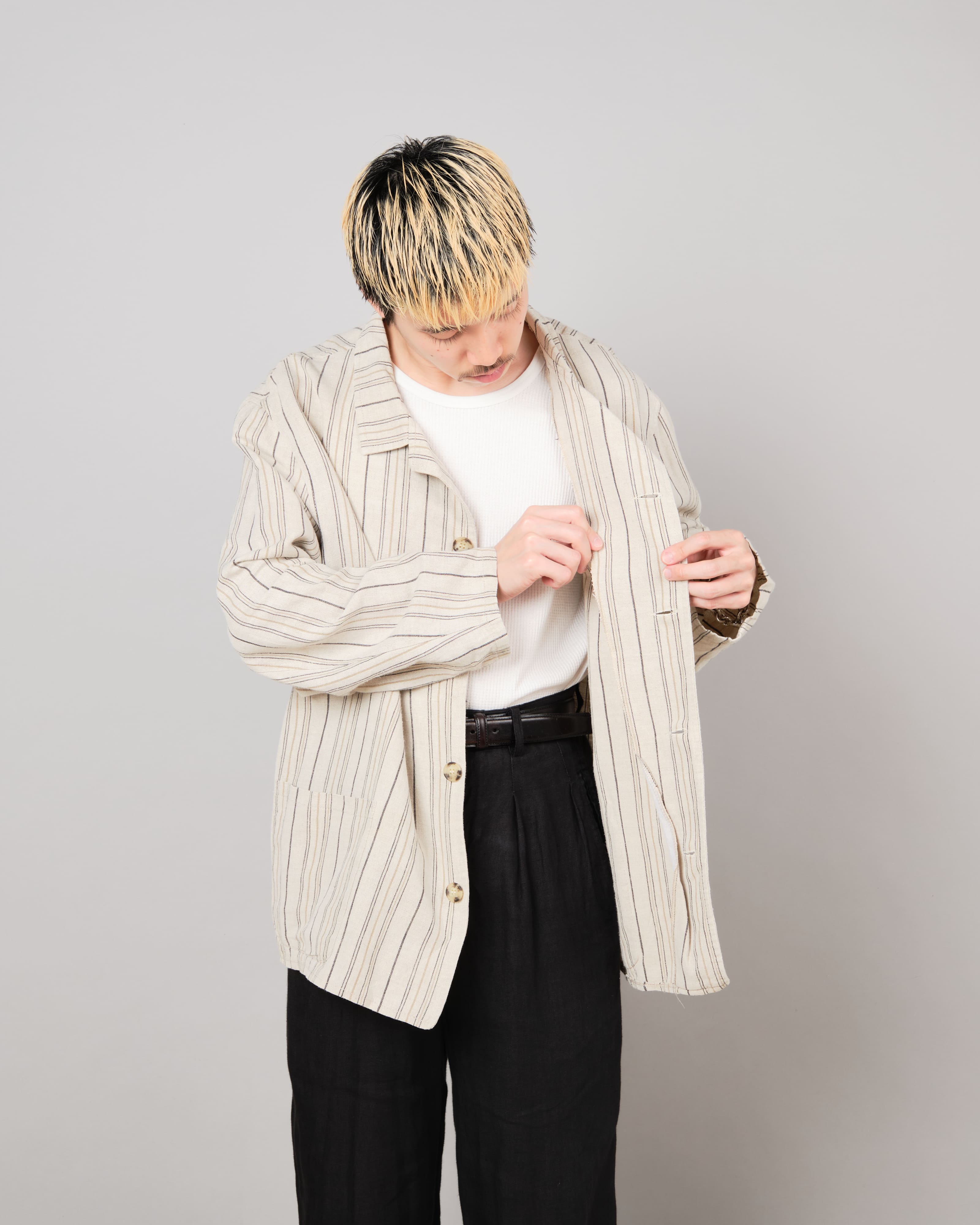 [~80's] Old CecilGee Linen Striped Jacket