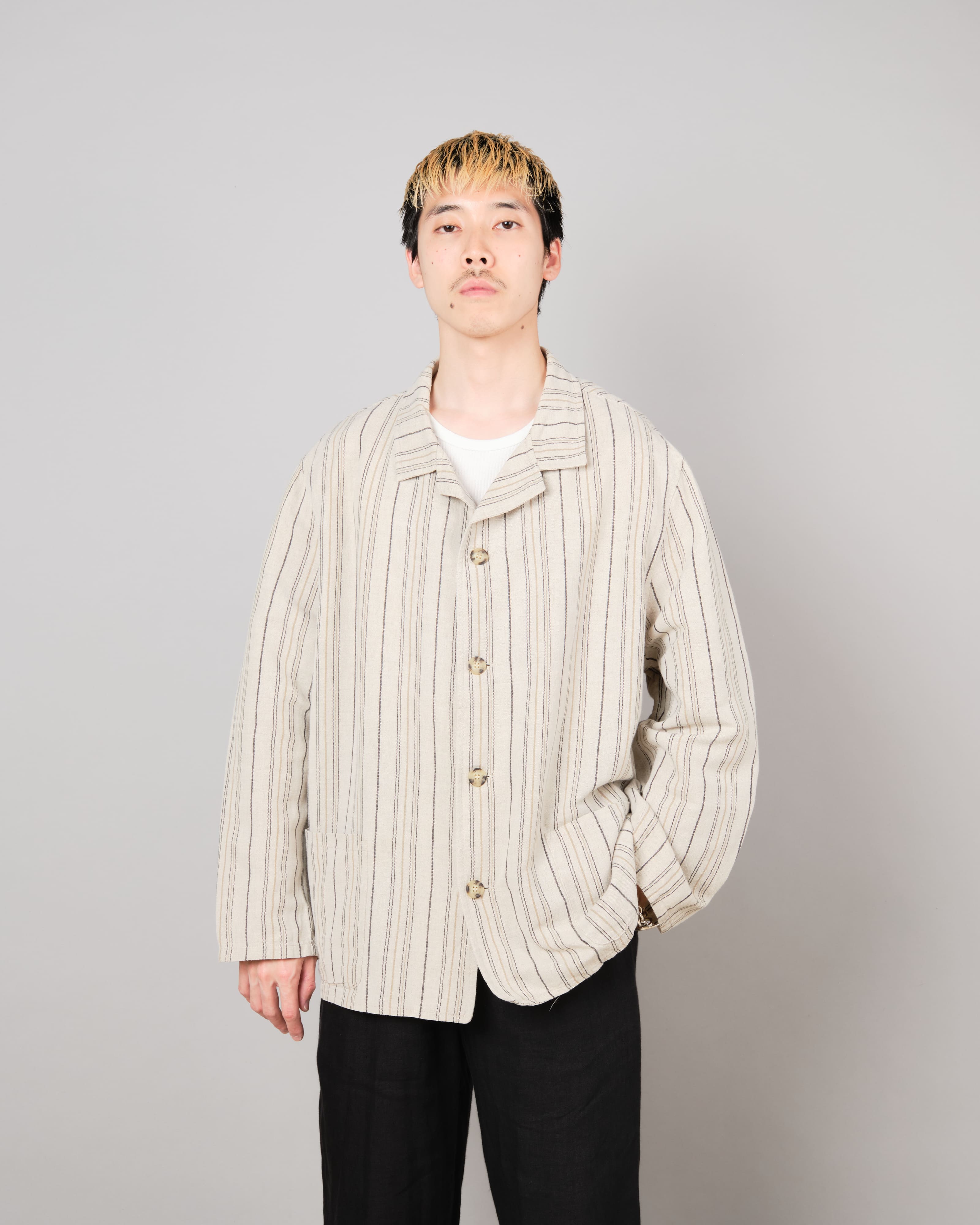 [~80's] Old CecilGee Linen Striped Jacket