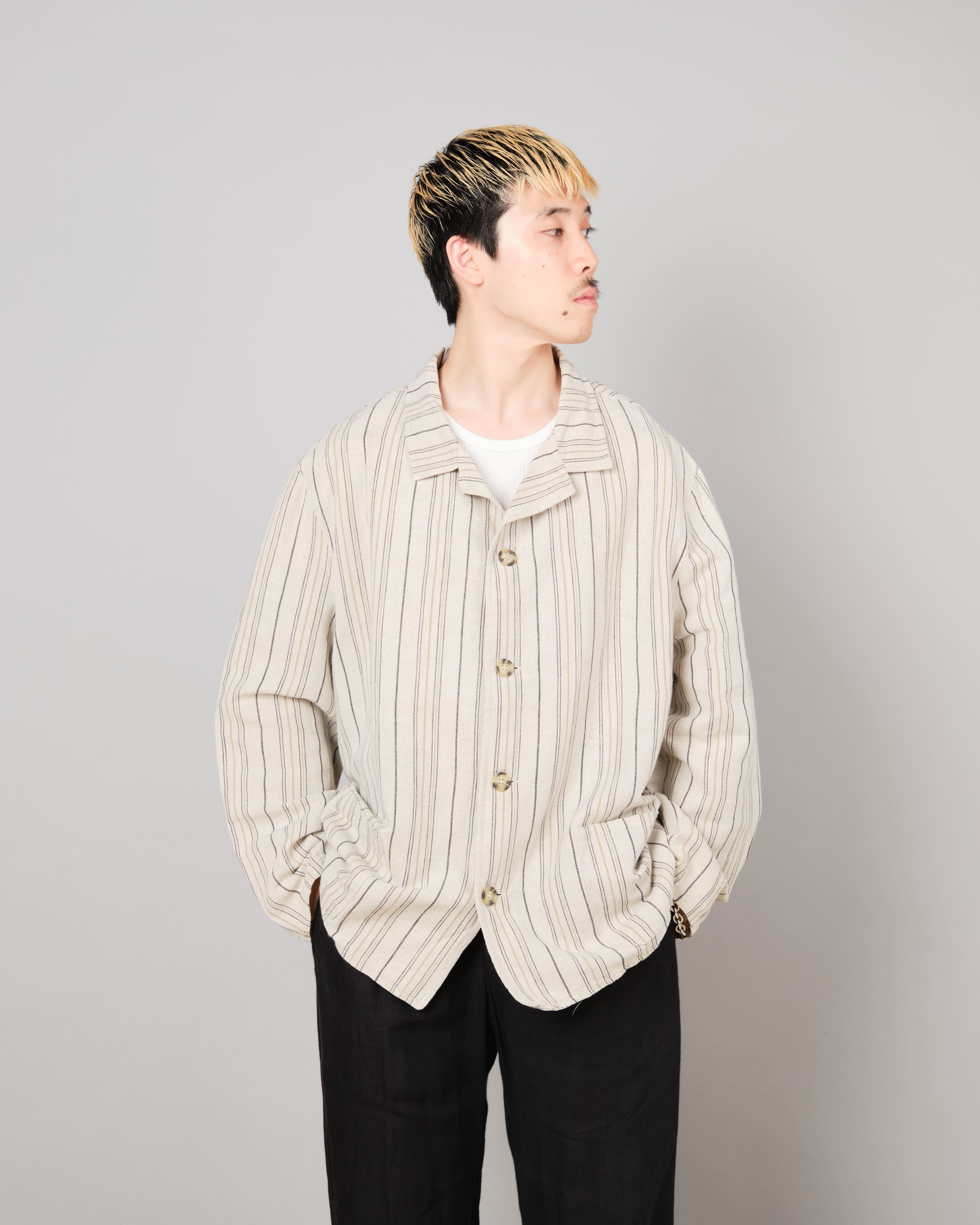 [~80's] Old CecilGee Linen Striped Jacket