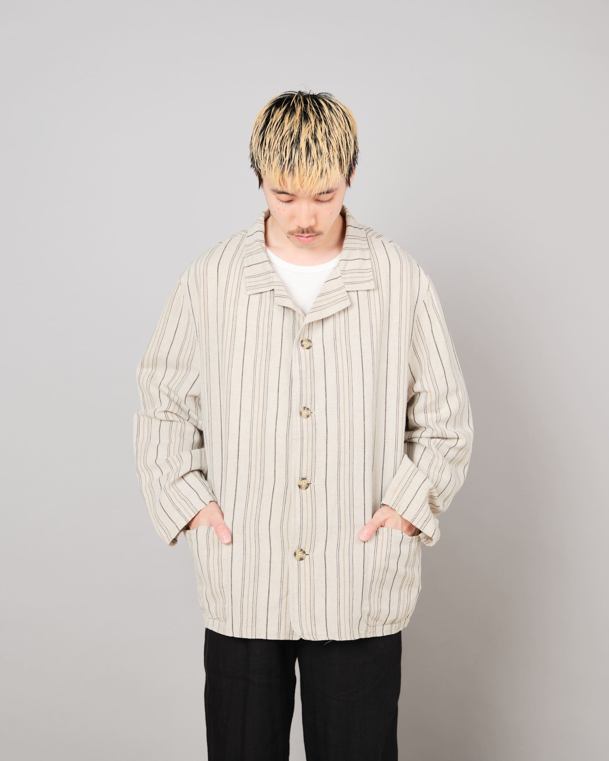 ［~80’s］Old CecilGee Linen Striped Jacket