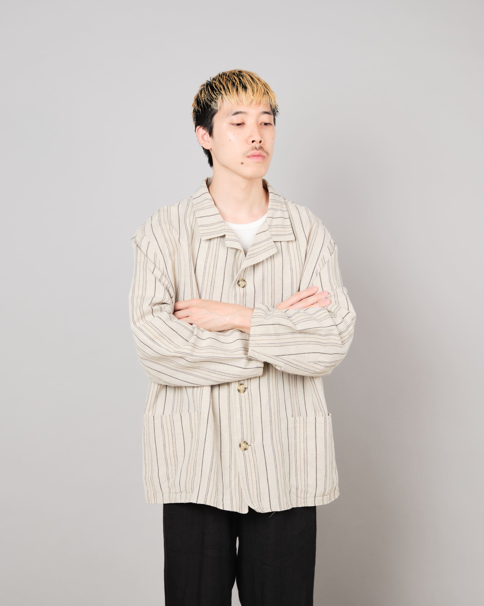 ［~80’s］Old CecilGee Linen Striped Jacket