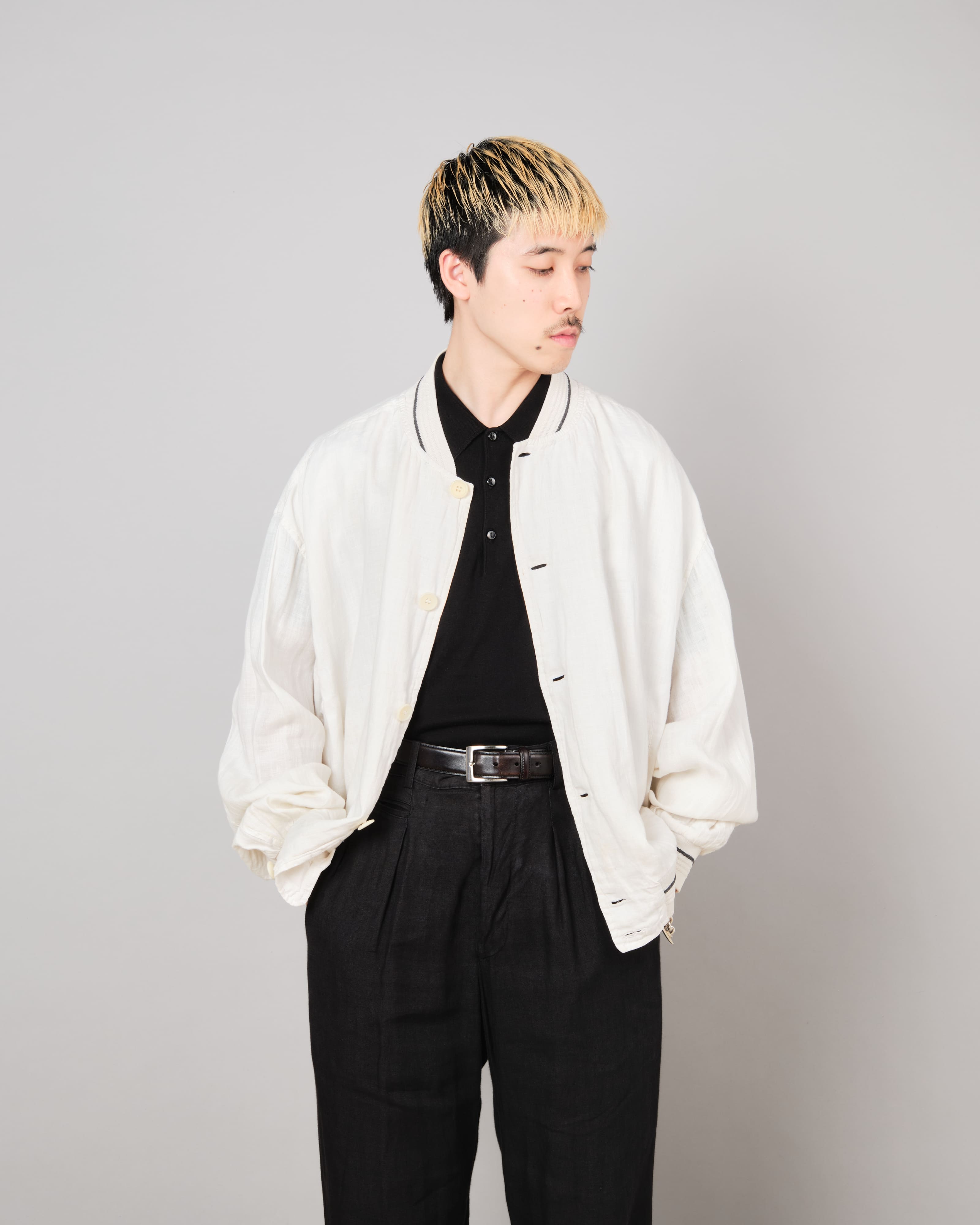[~80's] Old CORTIGIANI Linen Blouson Size.50