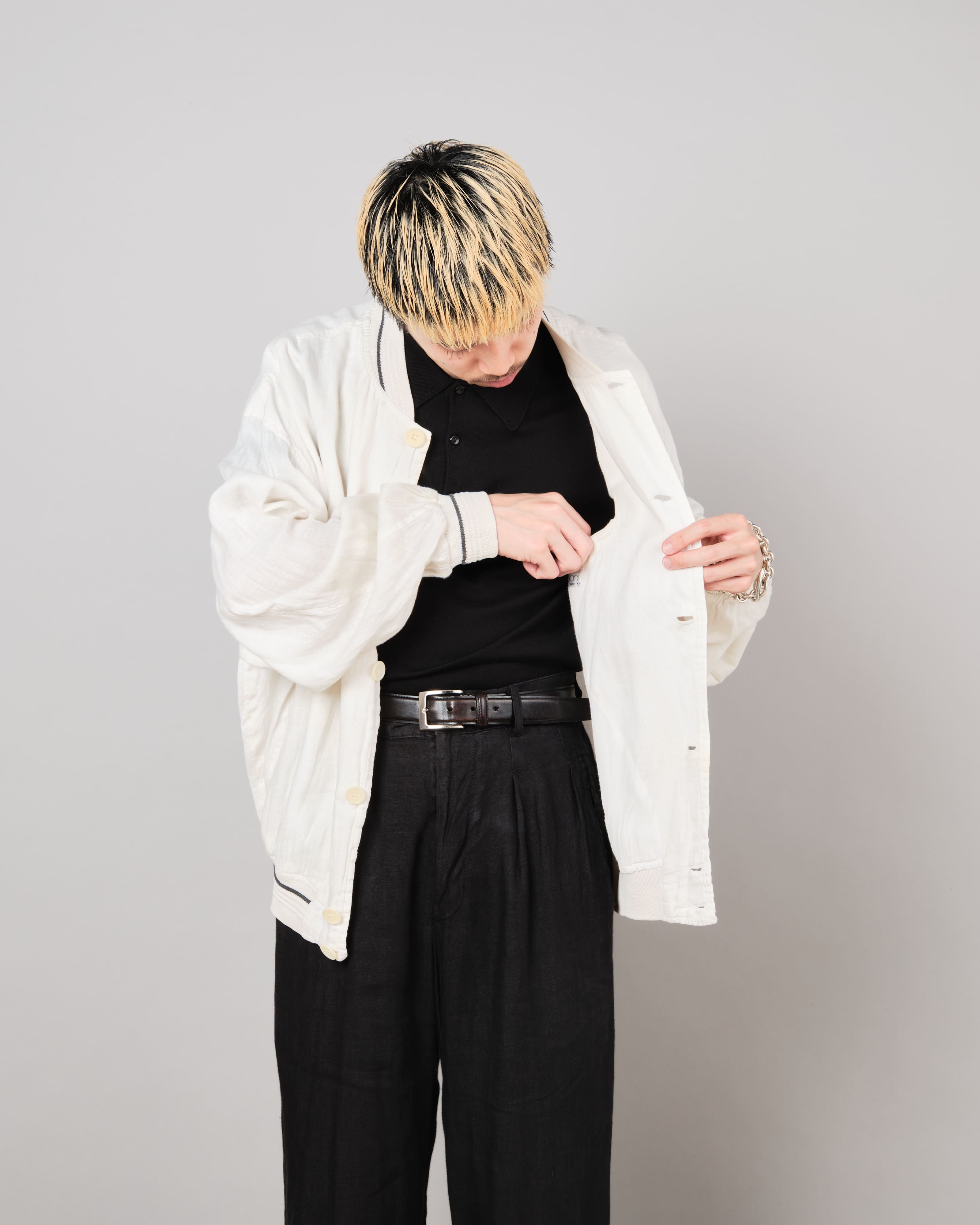 [~80's] Old CORTIGIANI Linen Blouson Size.50
