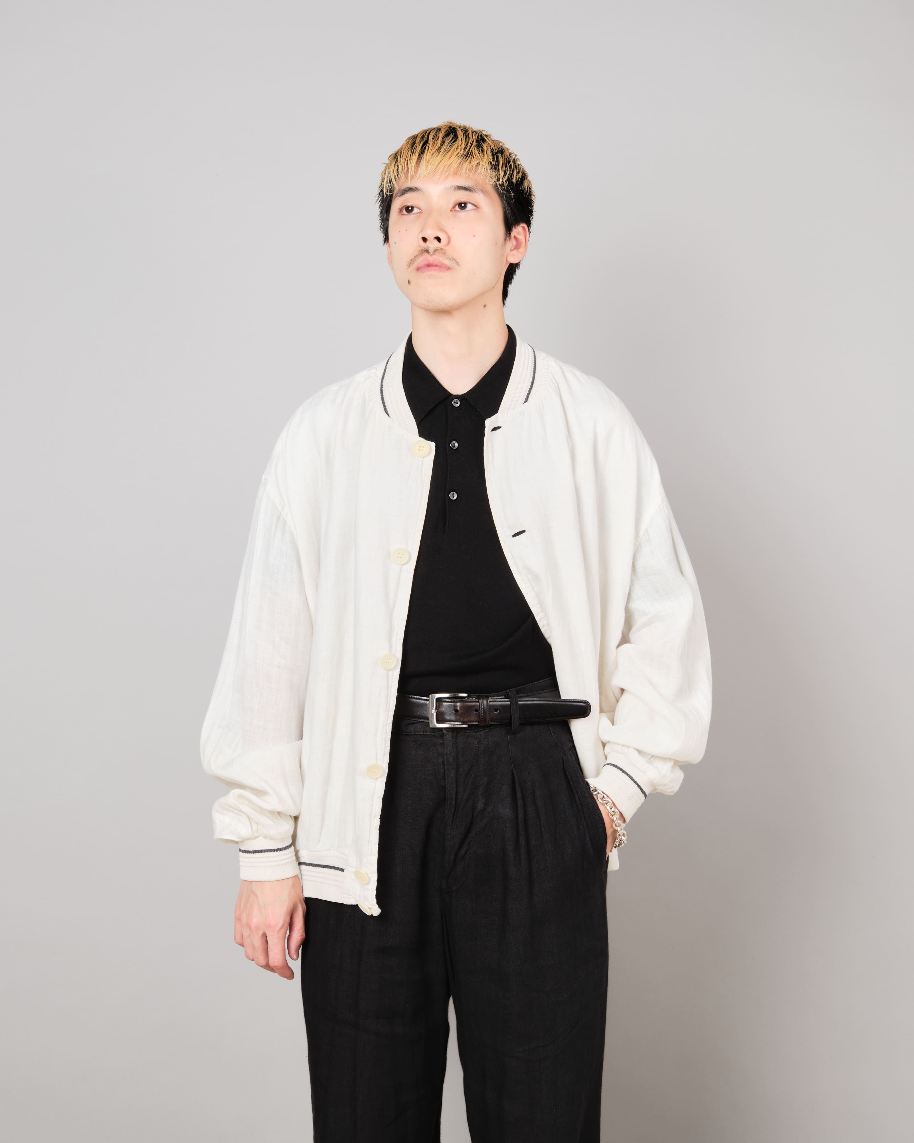 [~80's] Old CORTIGIANI Linen Blouson Size.50