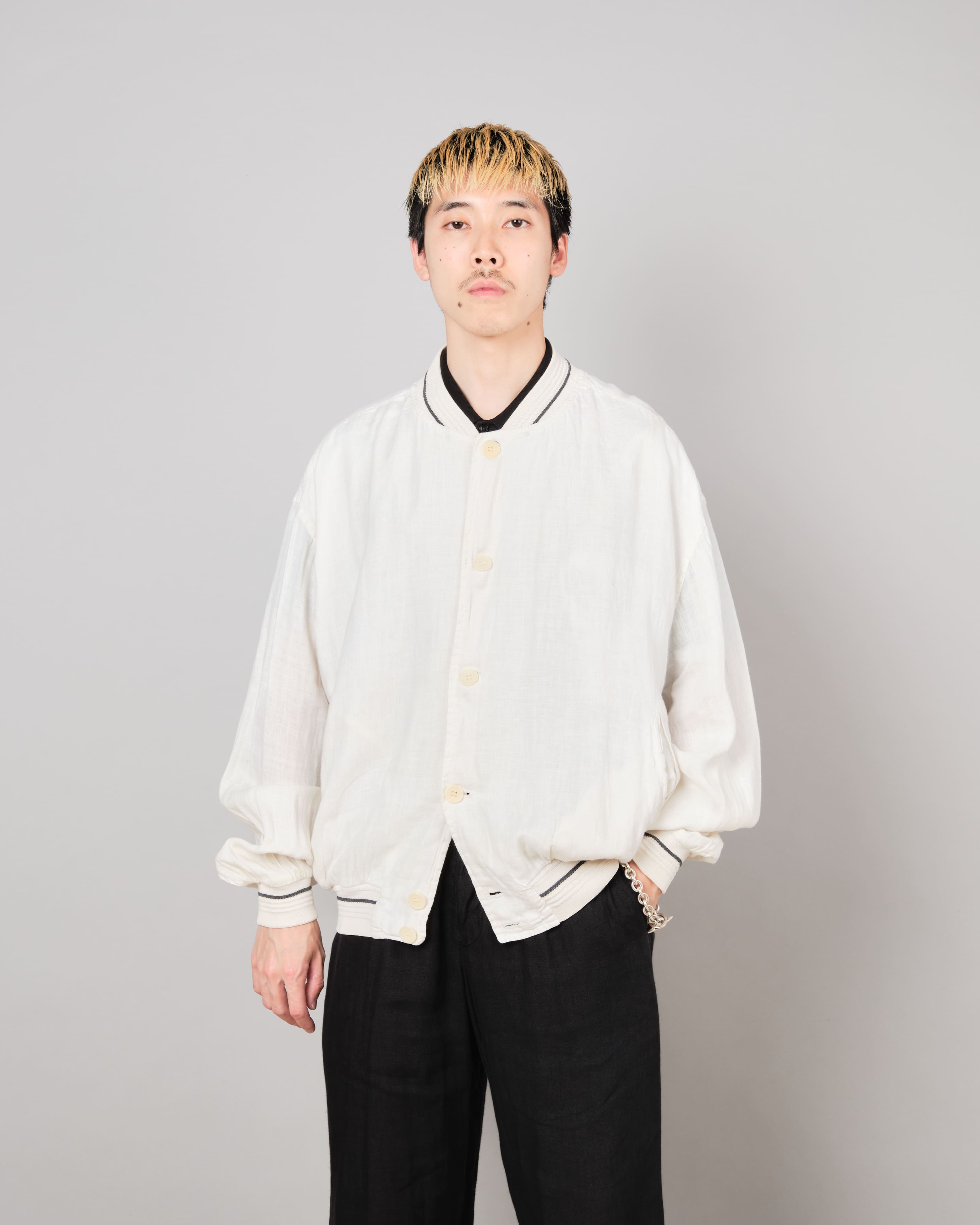 [~80's] Old CORTIGIANI Linen Blouson Size.50