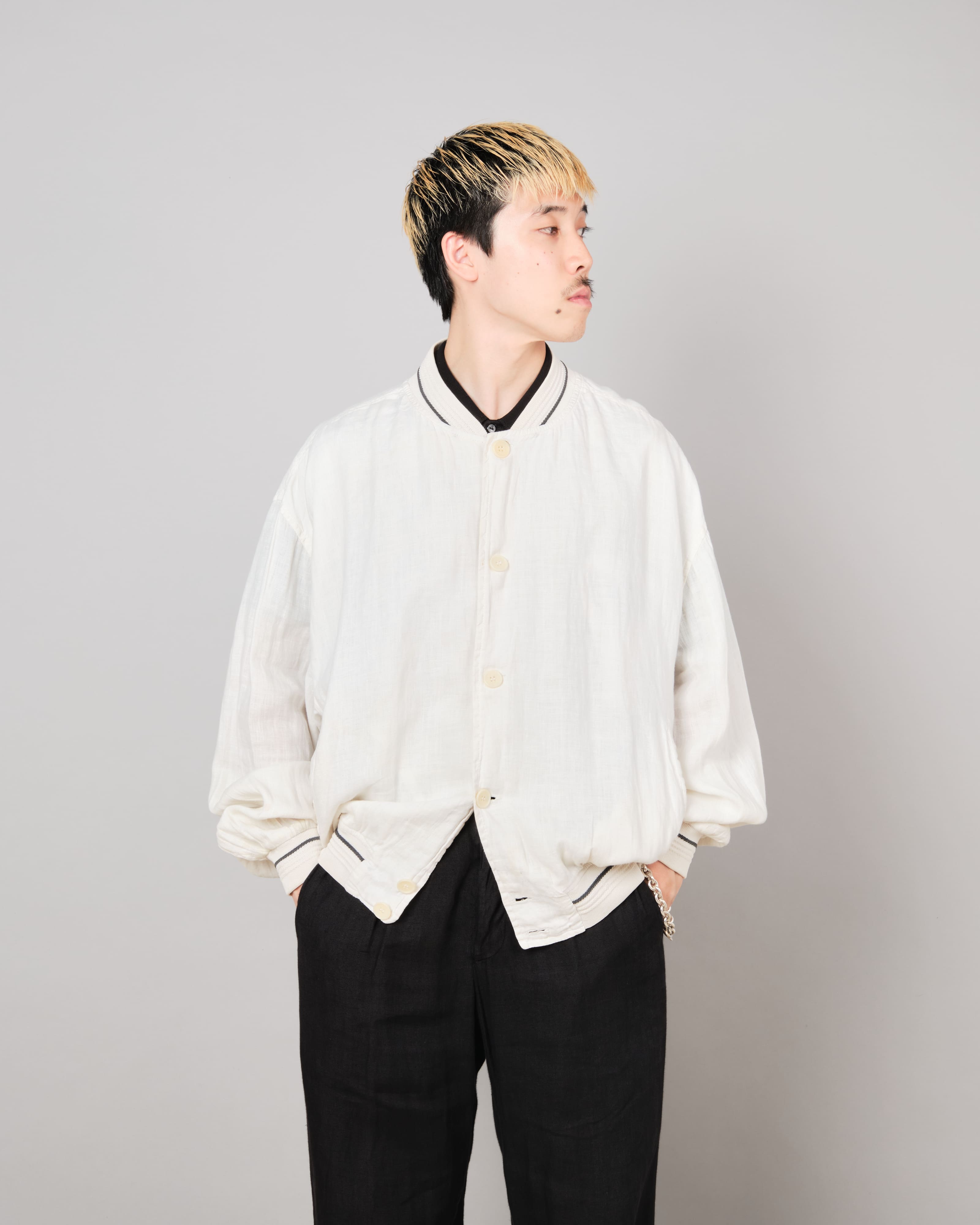 [~80's] Old CORTIGIANI Linen Blouson Size.50