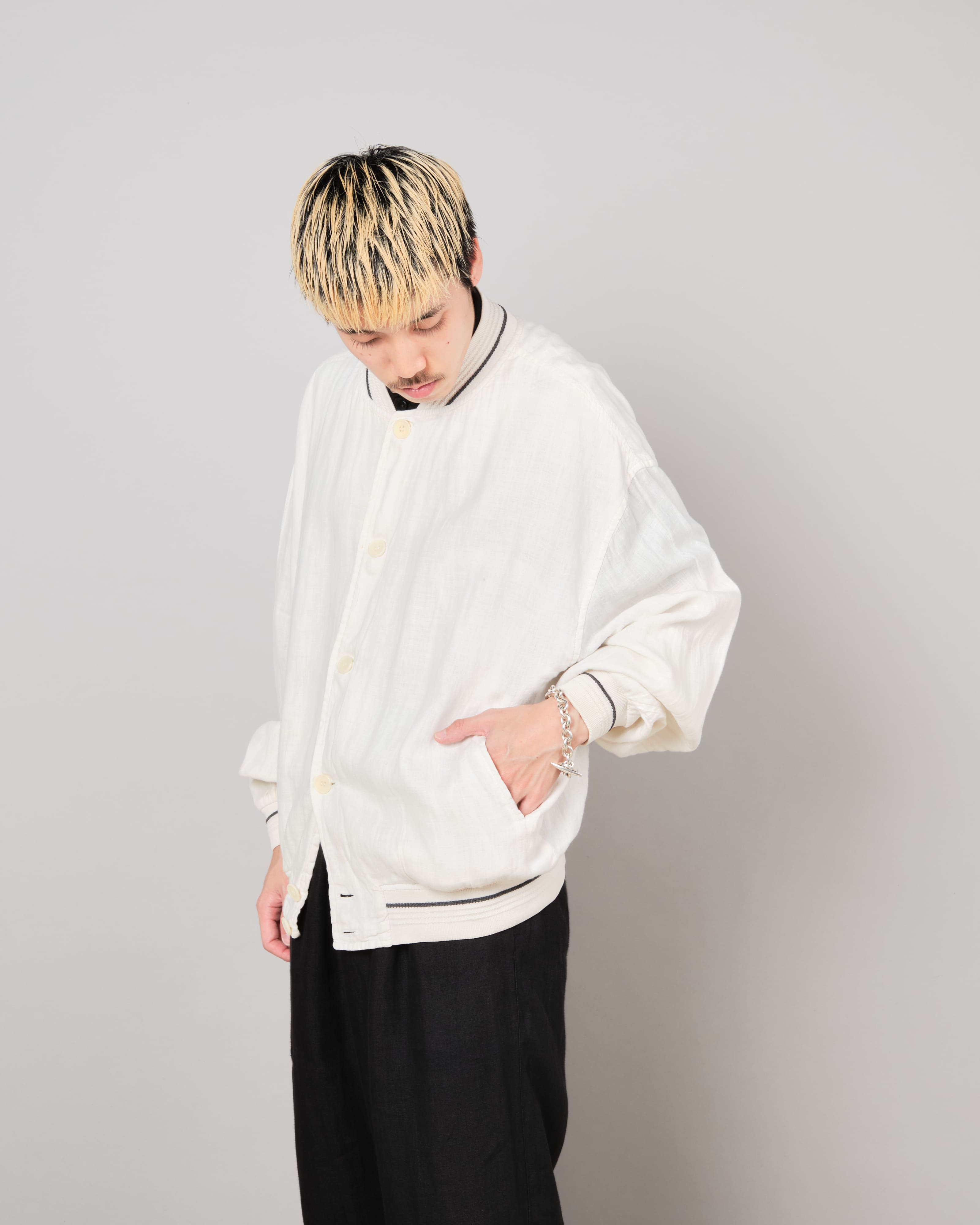 [~80's] Old CORTIGIANI Linen Blouson Size.50