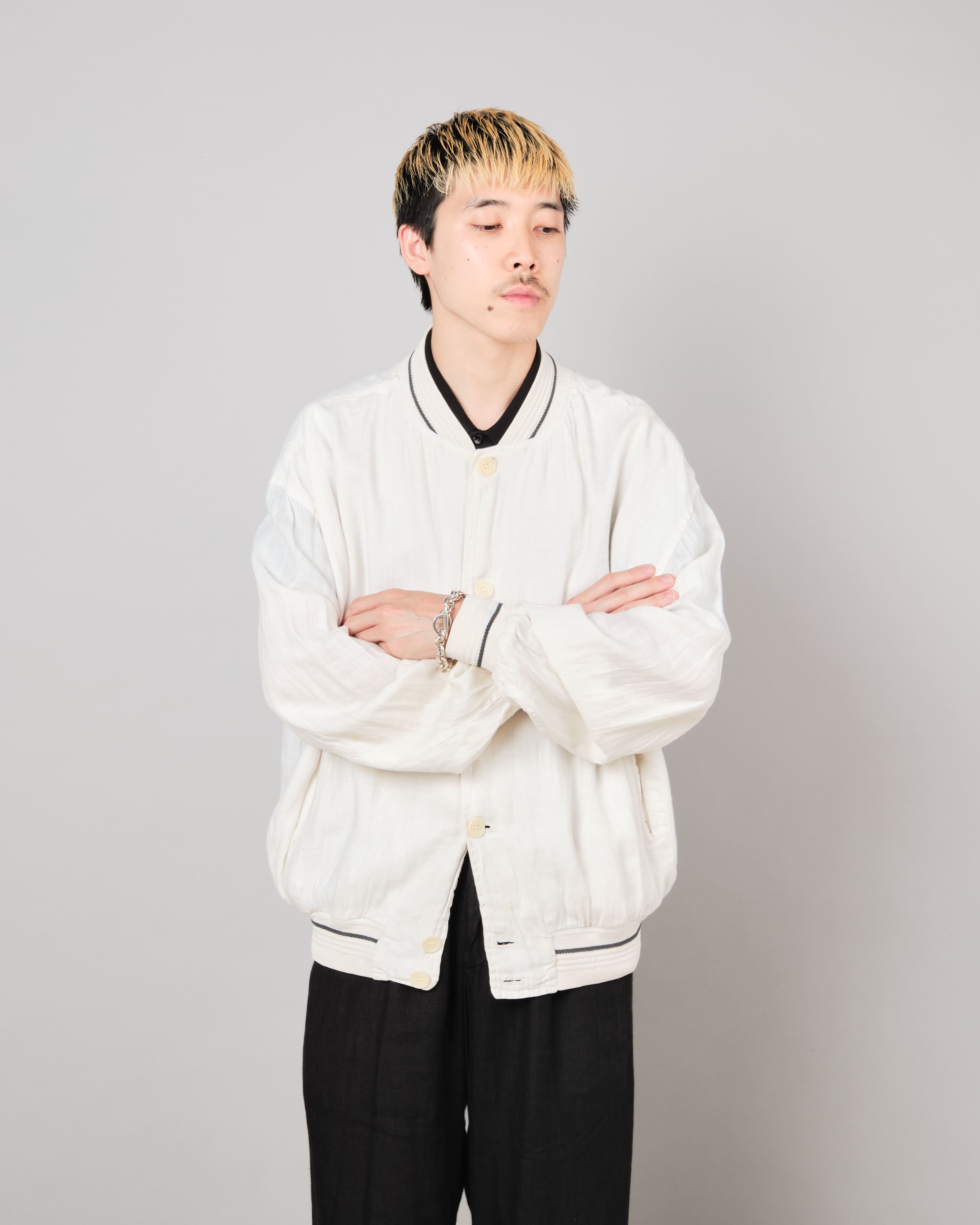 [~80's] Old CORTIGIANI Linen Blouson Size.50