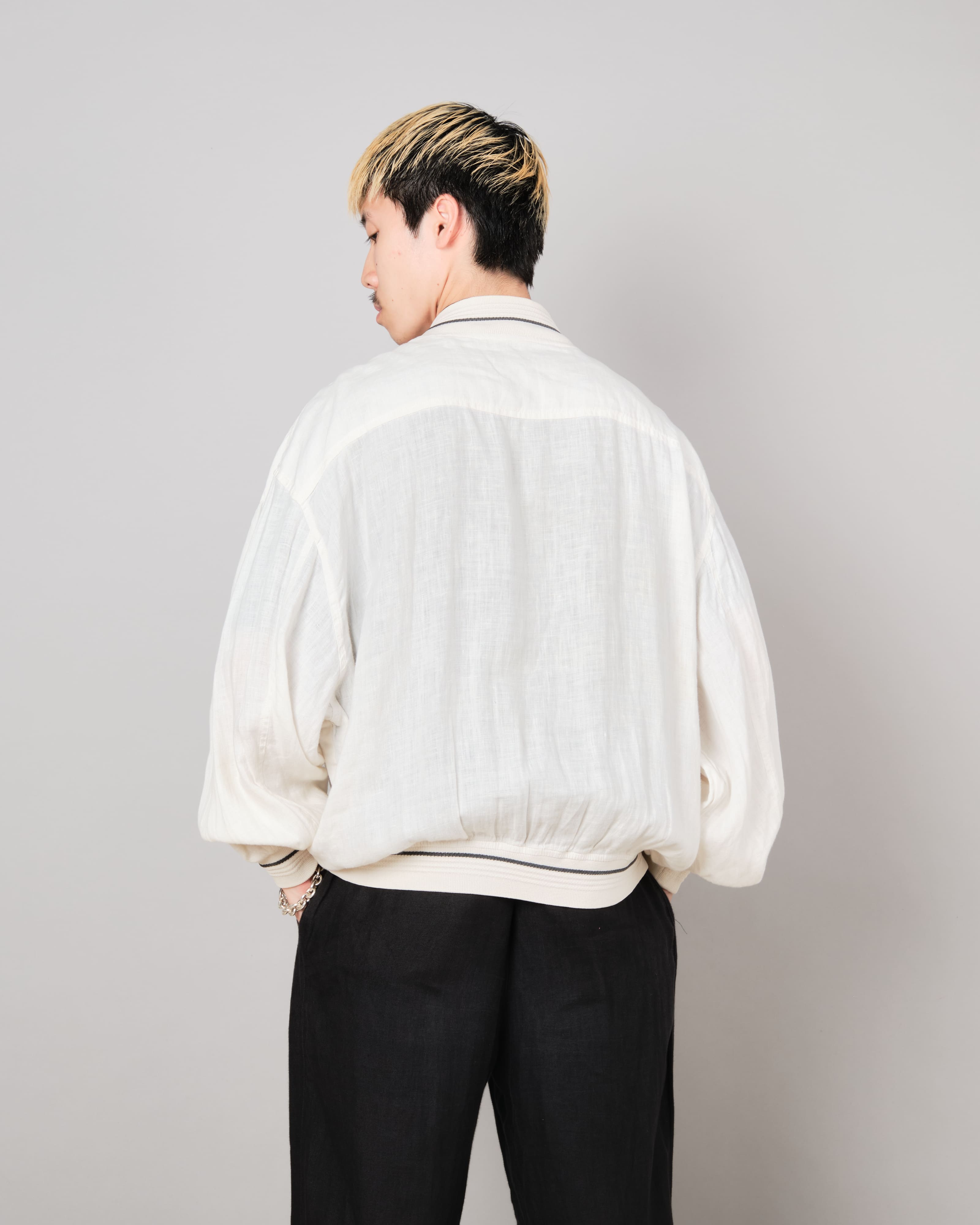 [~80's] Old CORTIGIANI Linen Blouson Size.50