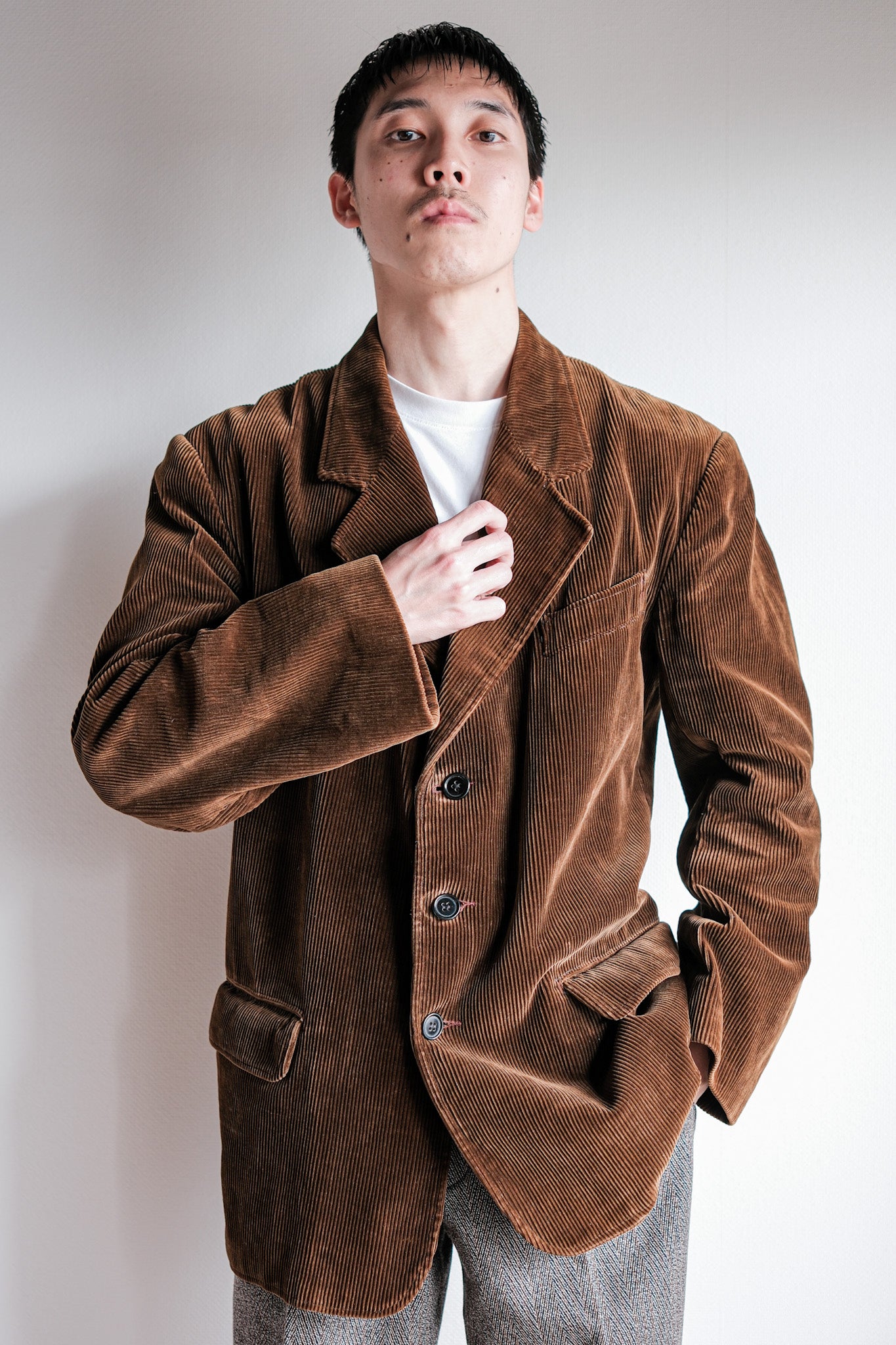 Mens Blazer Chouyatou En's Vintage Casual Work Wear Corduroy Suit Blazer Jacket Chouyatou Knitwear