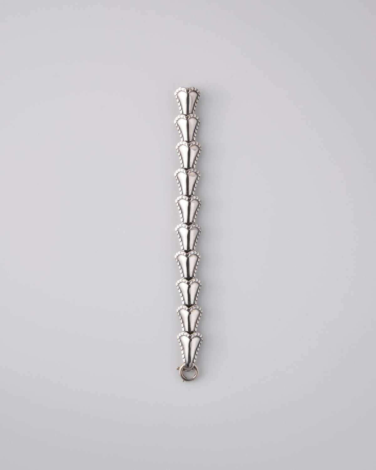 50's】American Vintage Silver Rope Edge Shell Link Bracelet 