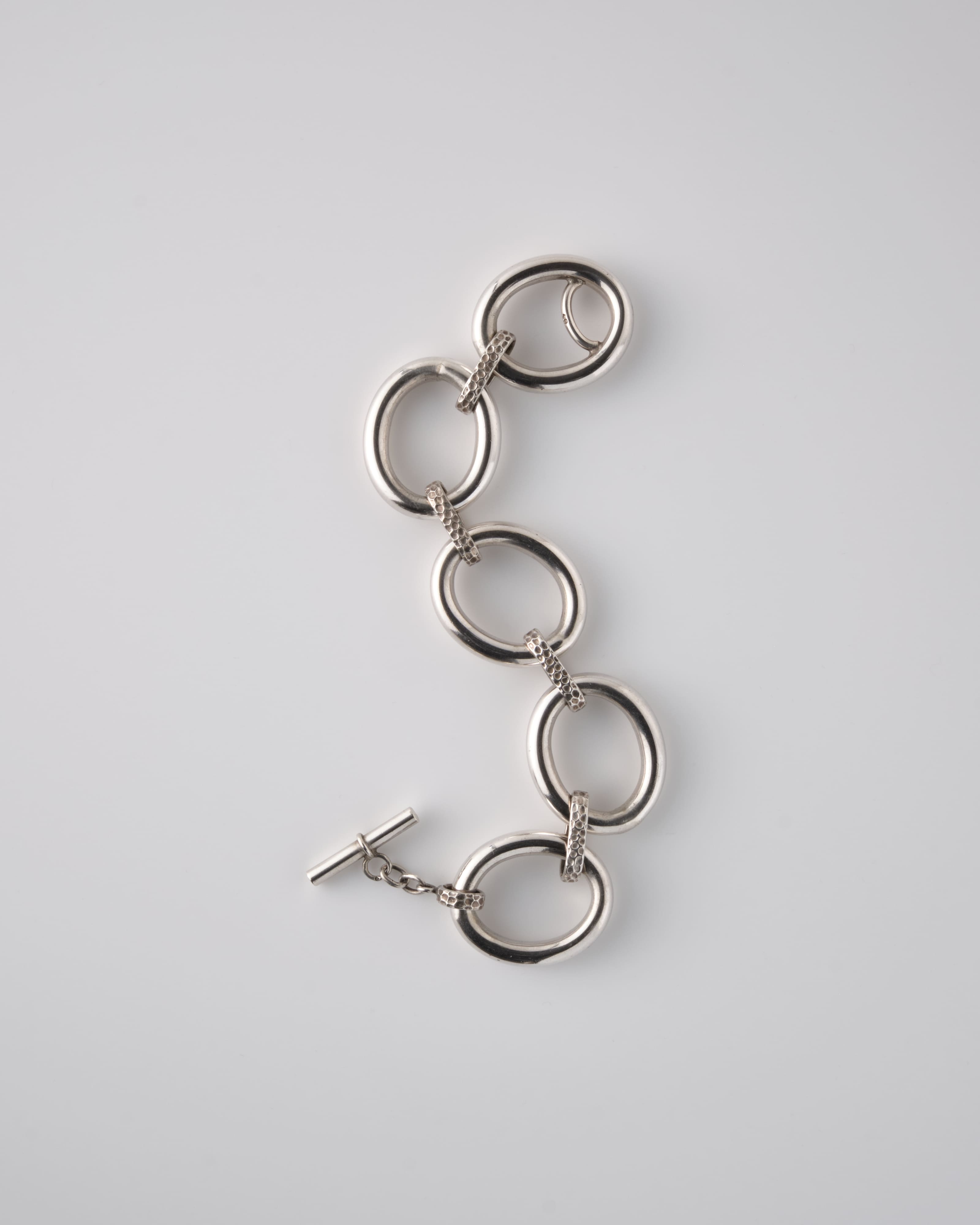 [~ 60's] French Vintage Silver 800 สลับเข็มกลัดสร้อยข้อมือ Oval Link ขนาดใหญ่