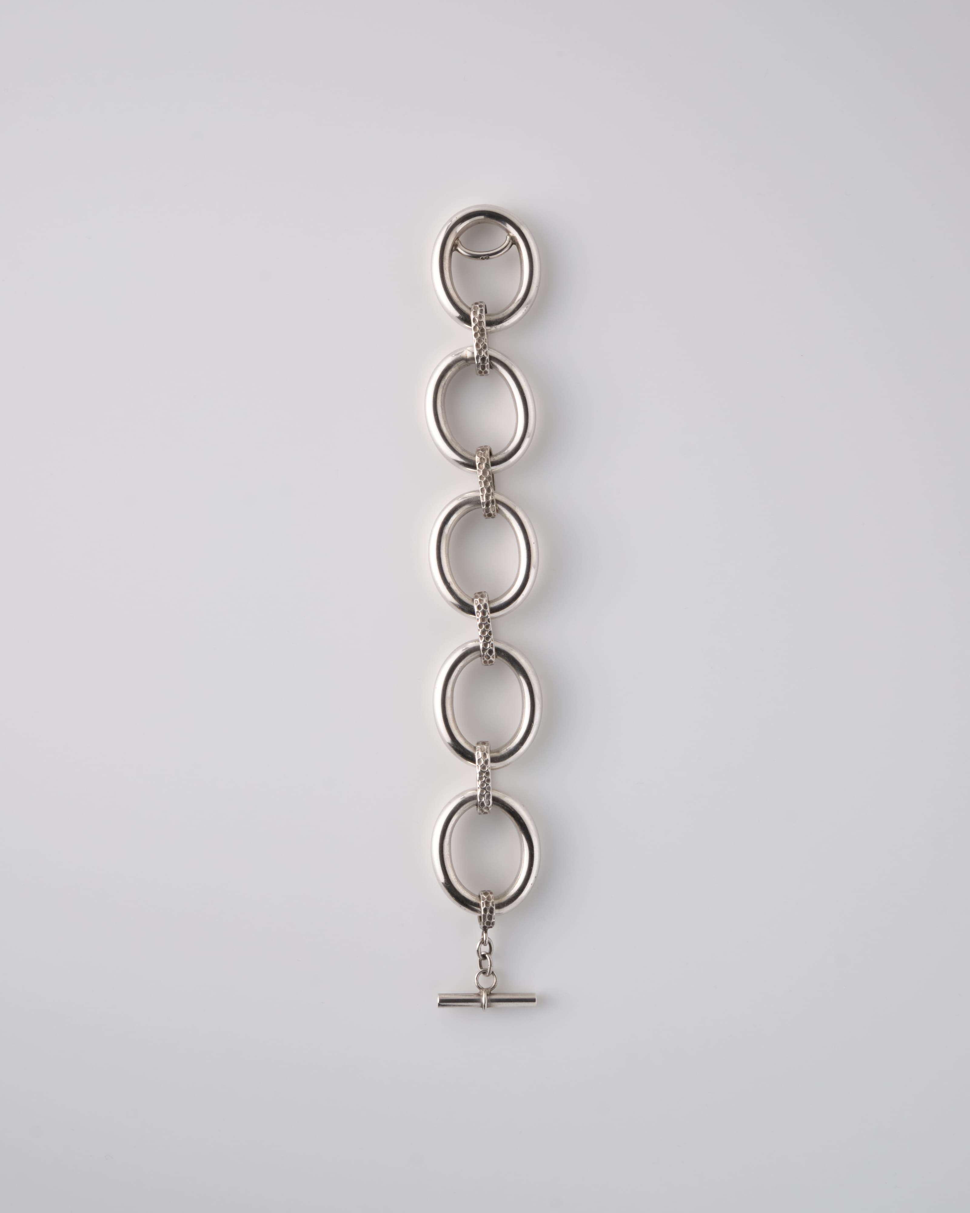 [~ 60's] French Vintage Silver 800 สลับเข็มกลัดสร้อยข้อมือ Oval Link ขนาดใหญ่