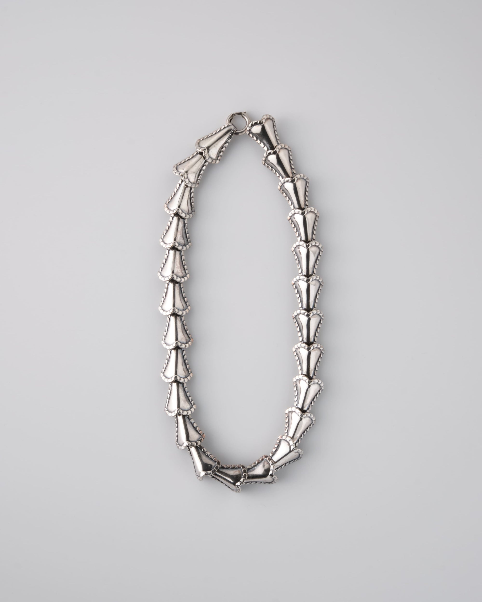 【~50's】American Vintage Silver Rope Edge Shell Link Necklace "NAPIER"
