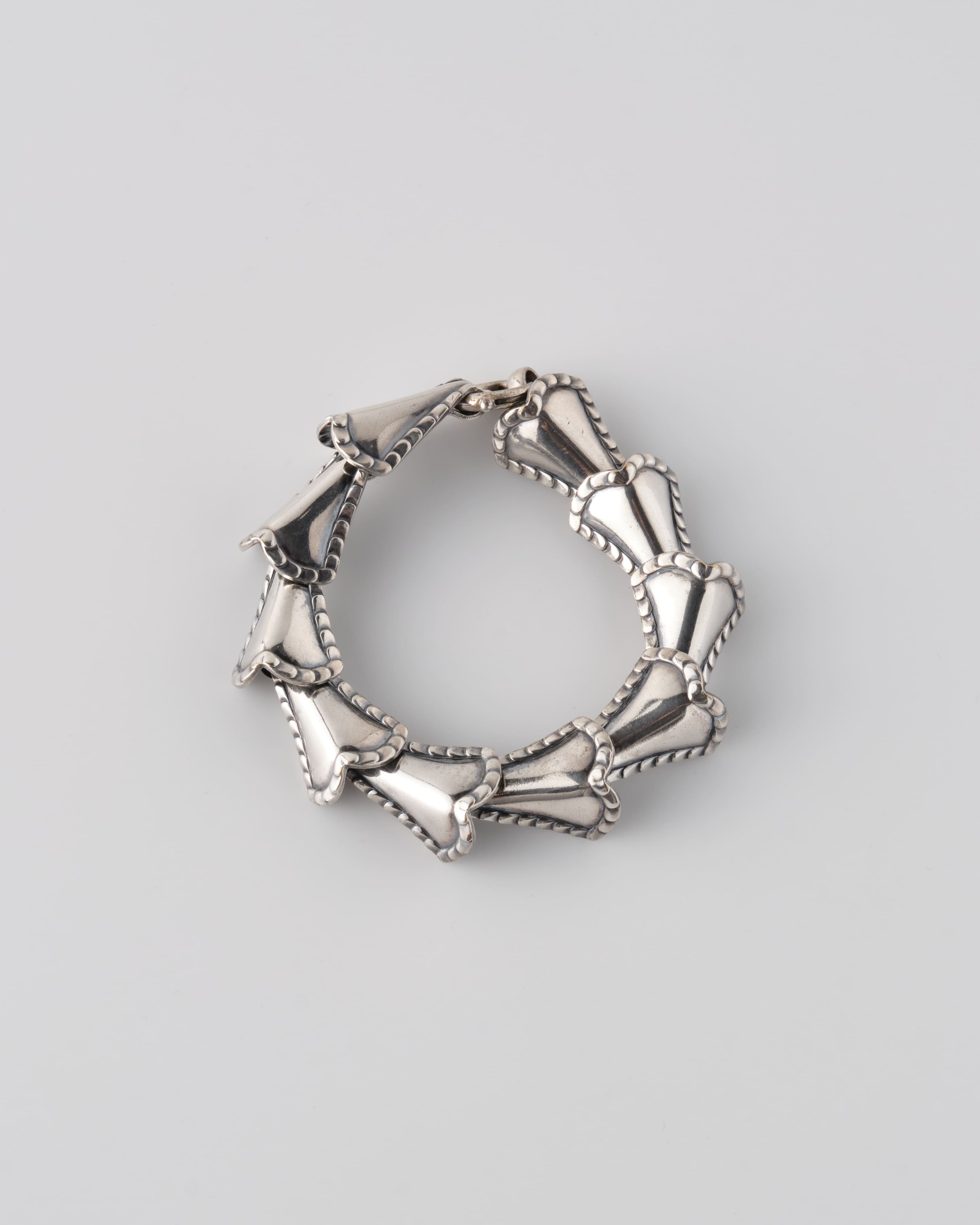 【~50's】American Vintage Silver Rope Edge Shell Link Bracelet "NAPIER"