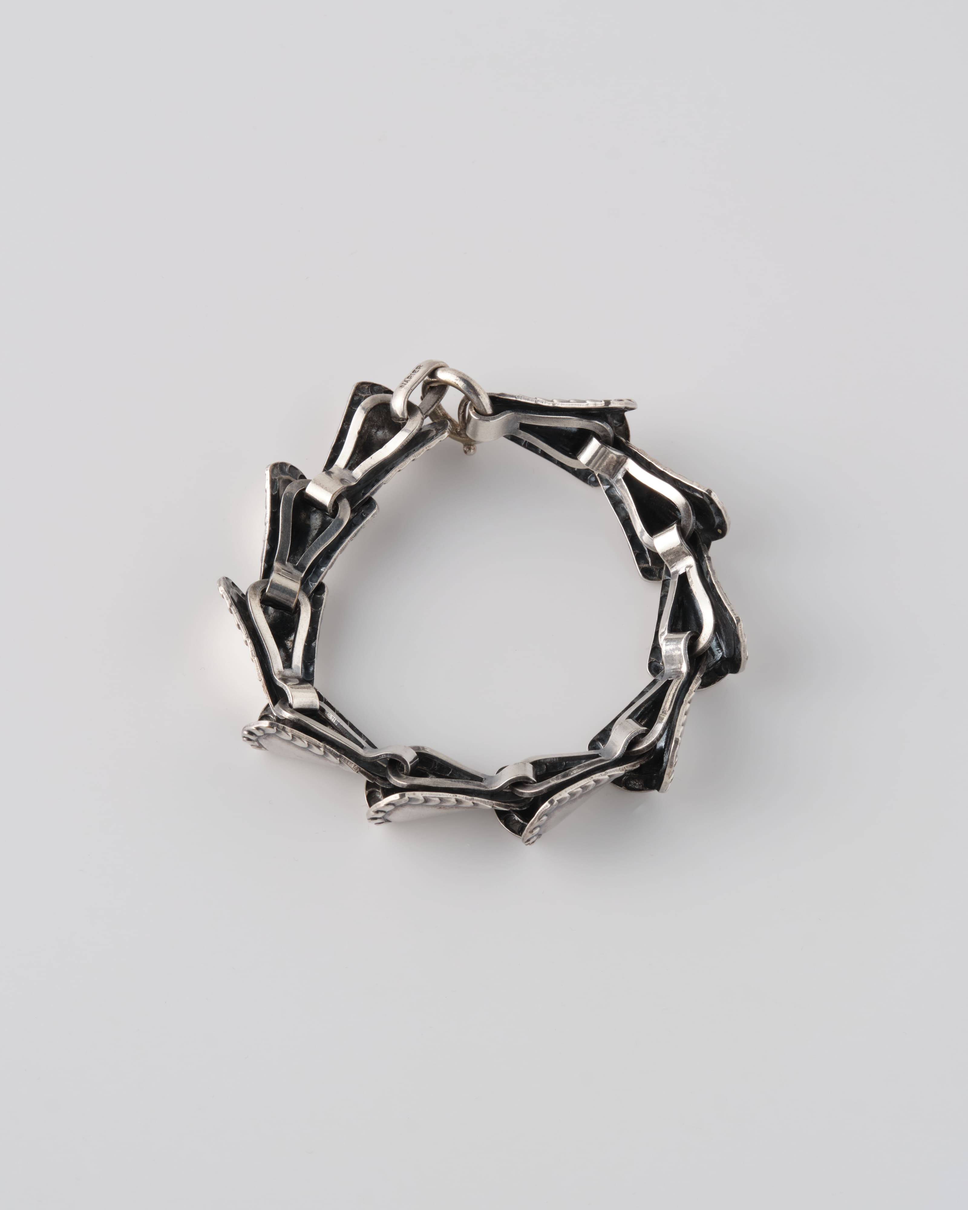 【~50's】American Vintage Silver Rope Edge Shell Link Bracelet "NAPIER"