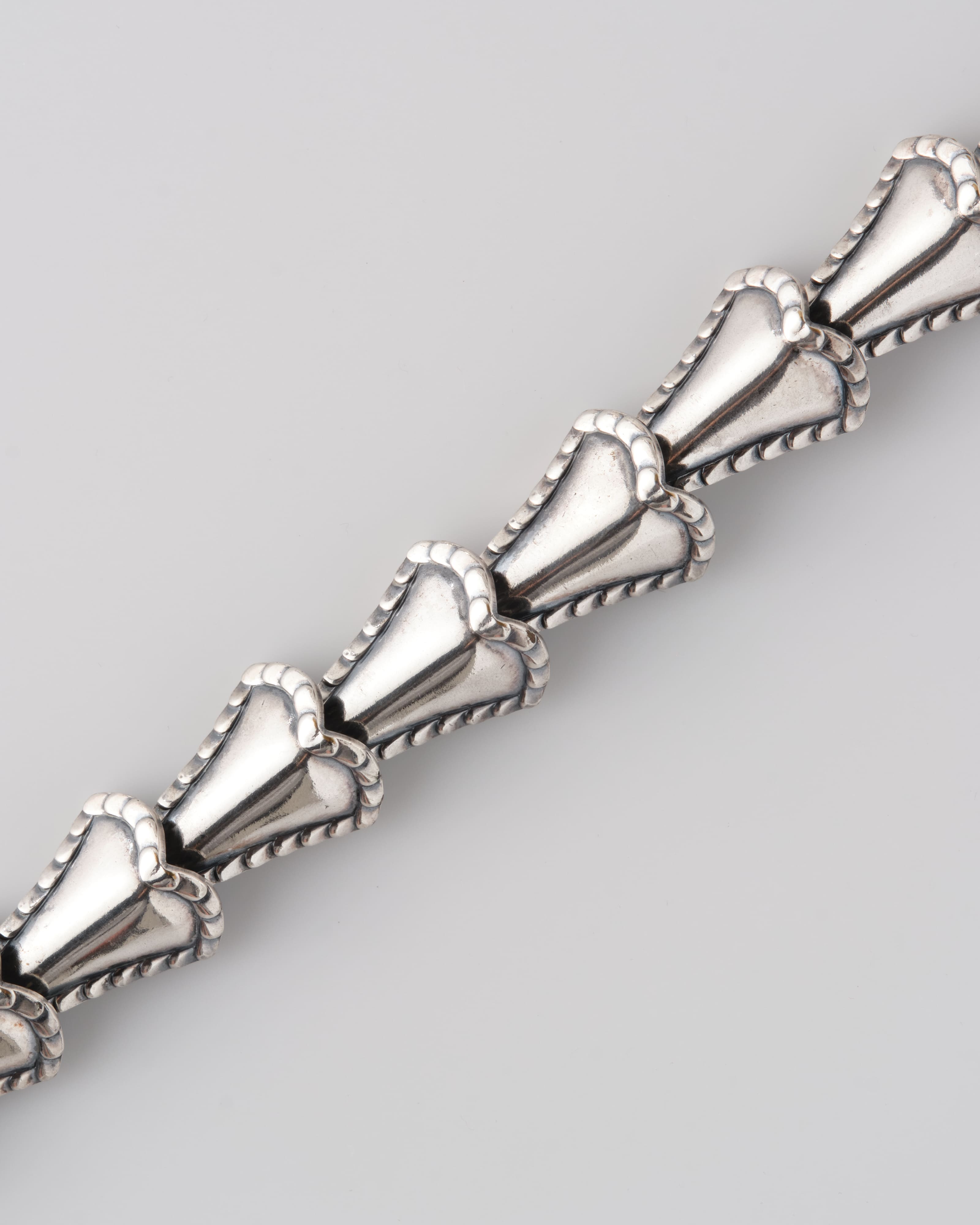 【~50's】American Vintage Silver Rope Edge Shell Link Bracelet "NAPIER"