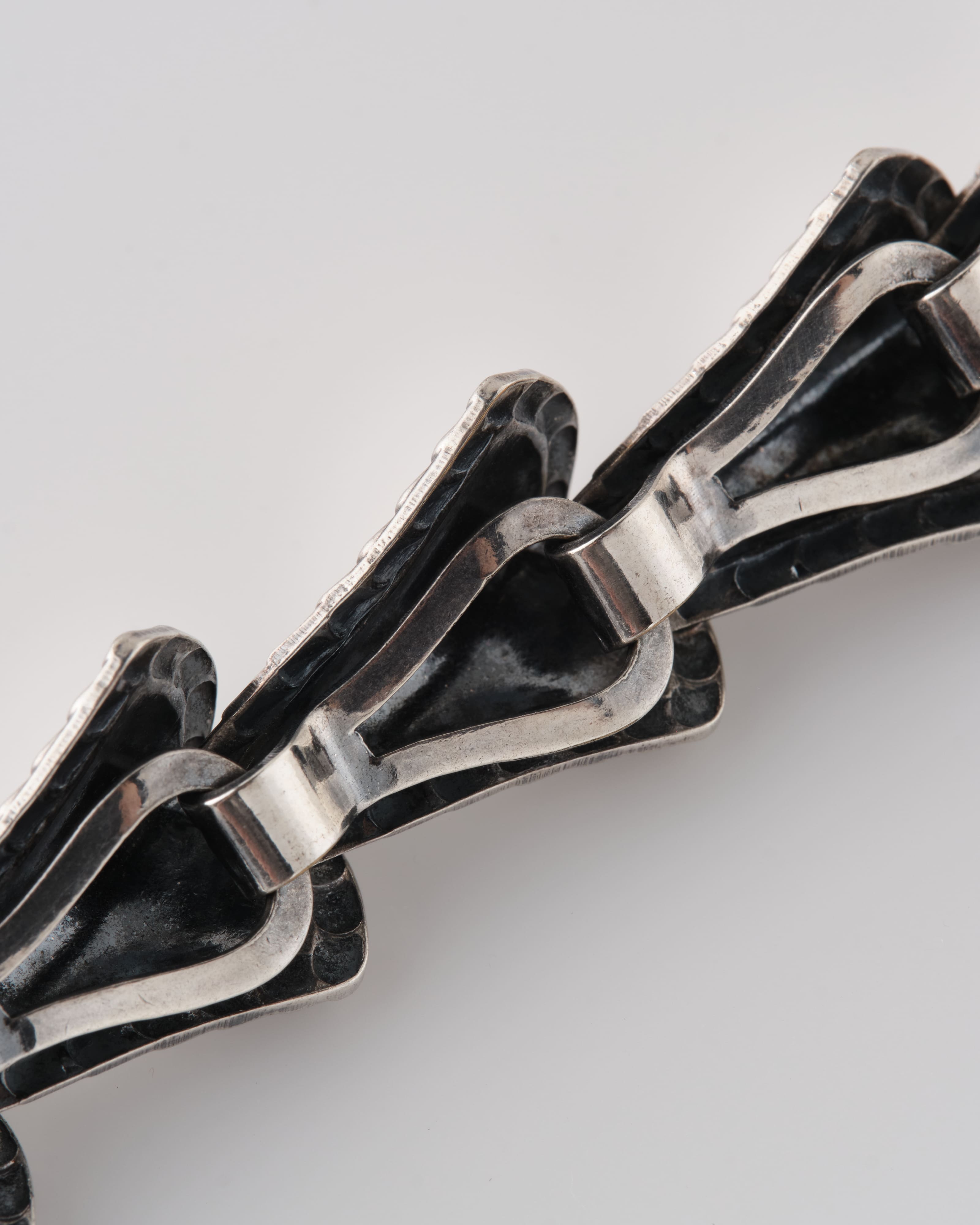 【~50's】American Vintage Silver Rope Edge Shell Link Bracelet "NAPIER"