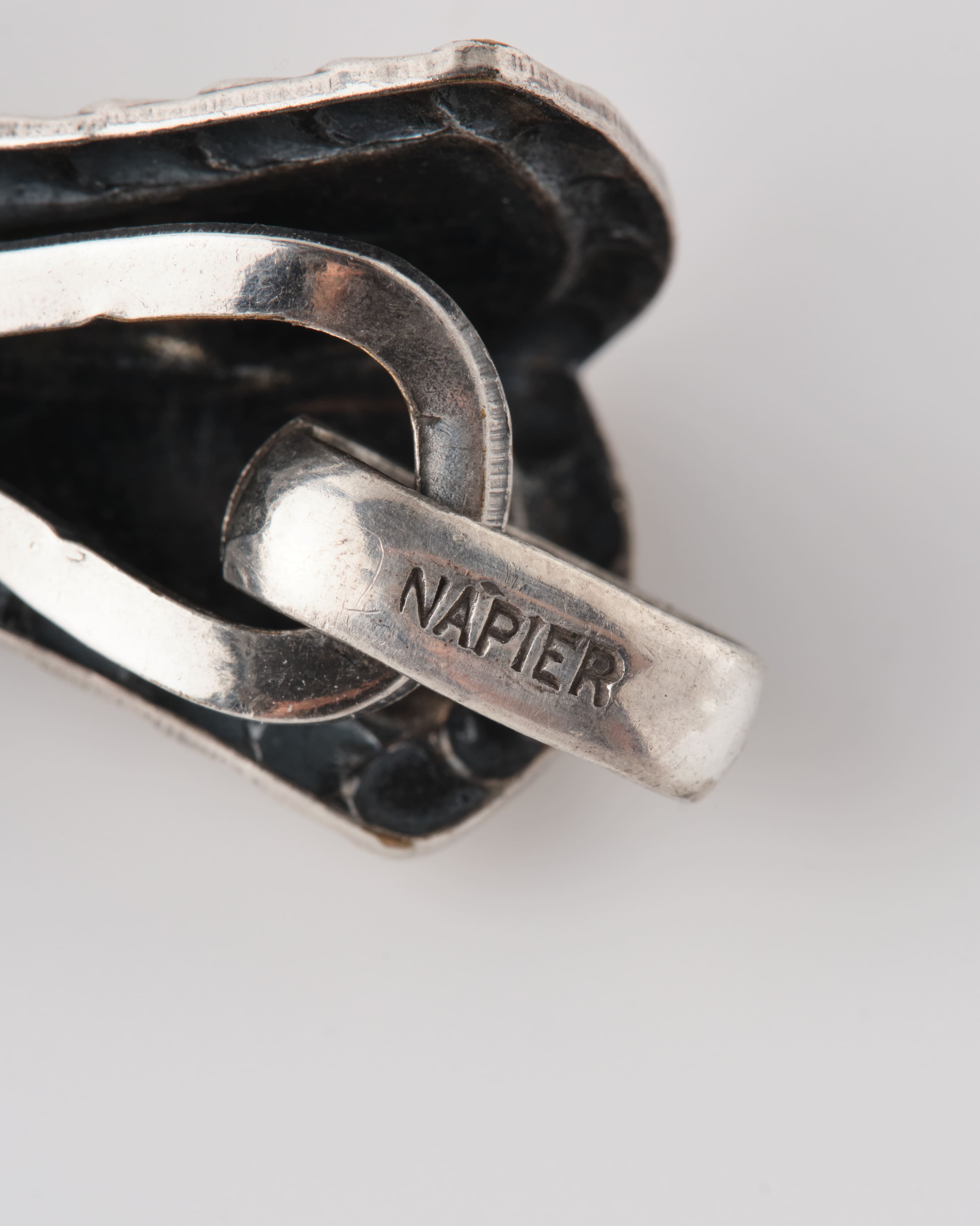 【~50's】American Vintage Silver Rope Edge Shell Link Bracelet "NAPIER"