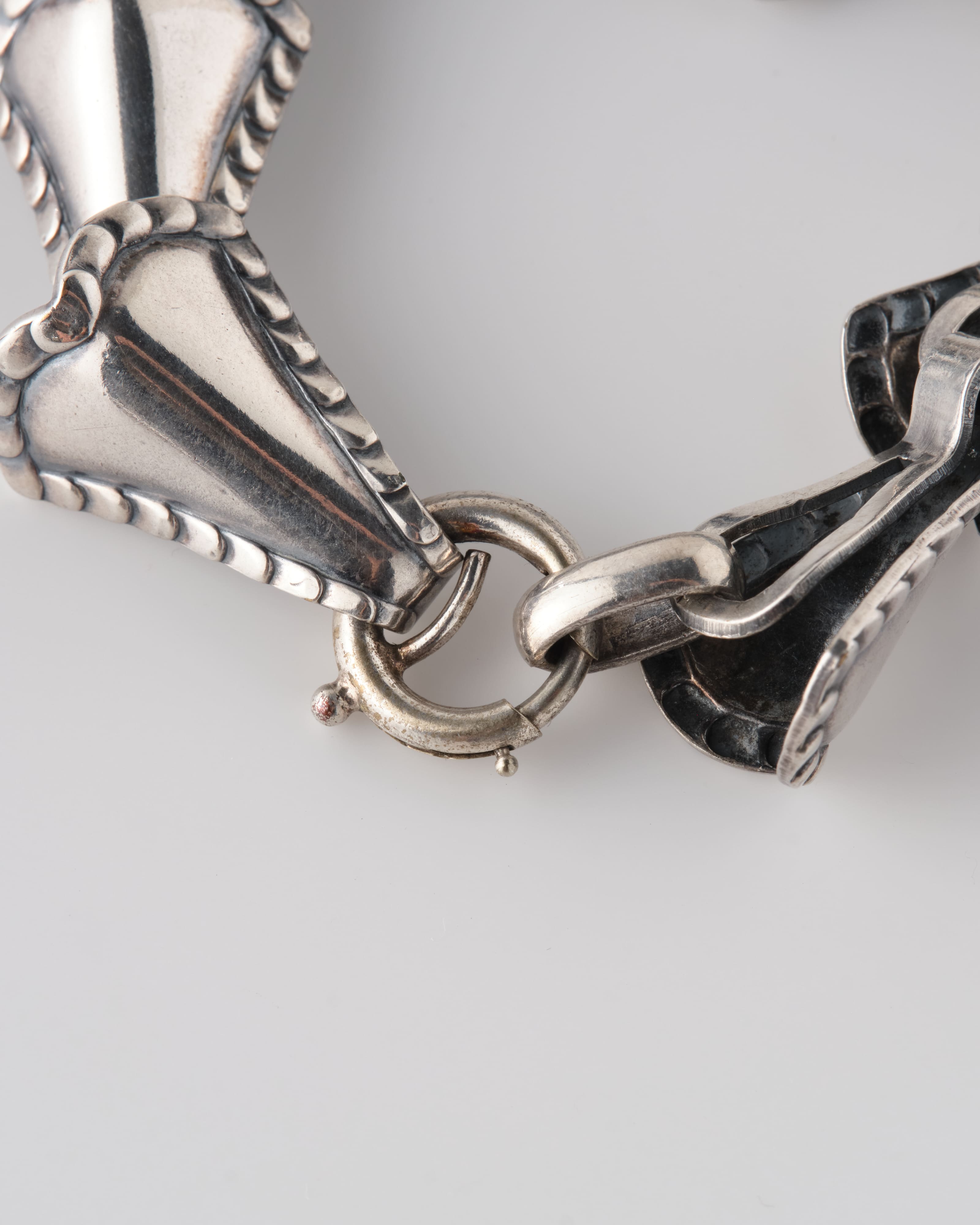 【~50's】American Vintage Silver Rope Edge Shell Link Bracelet "NAPIER"