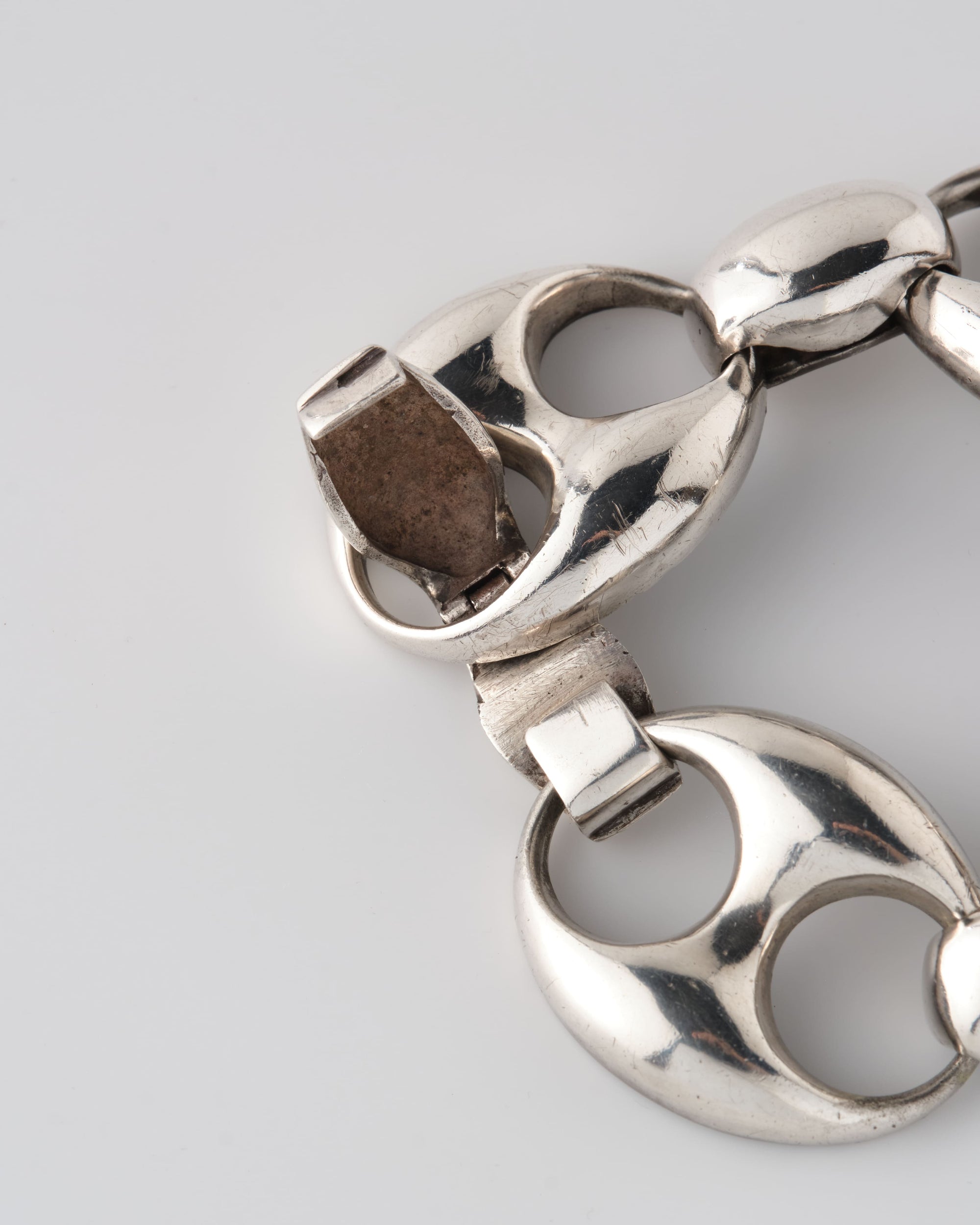 ［~60's］Italian Vintage Silver 800 Large Oval Link Bracelet