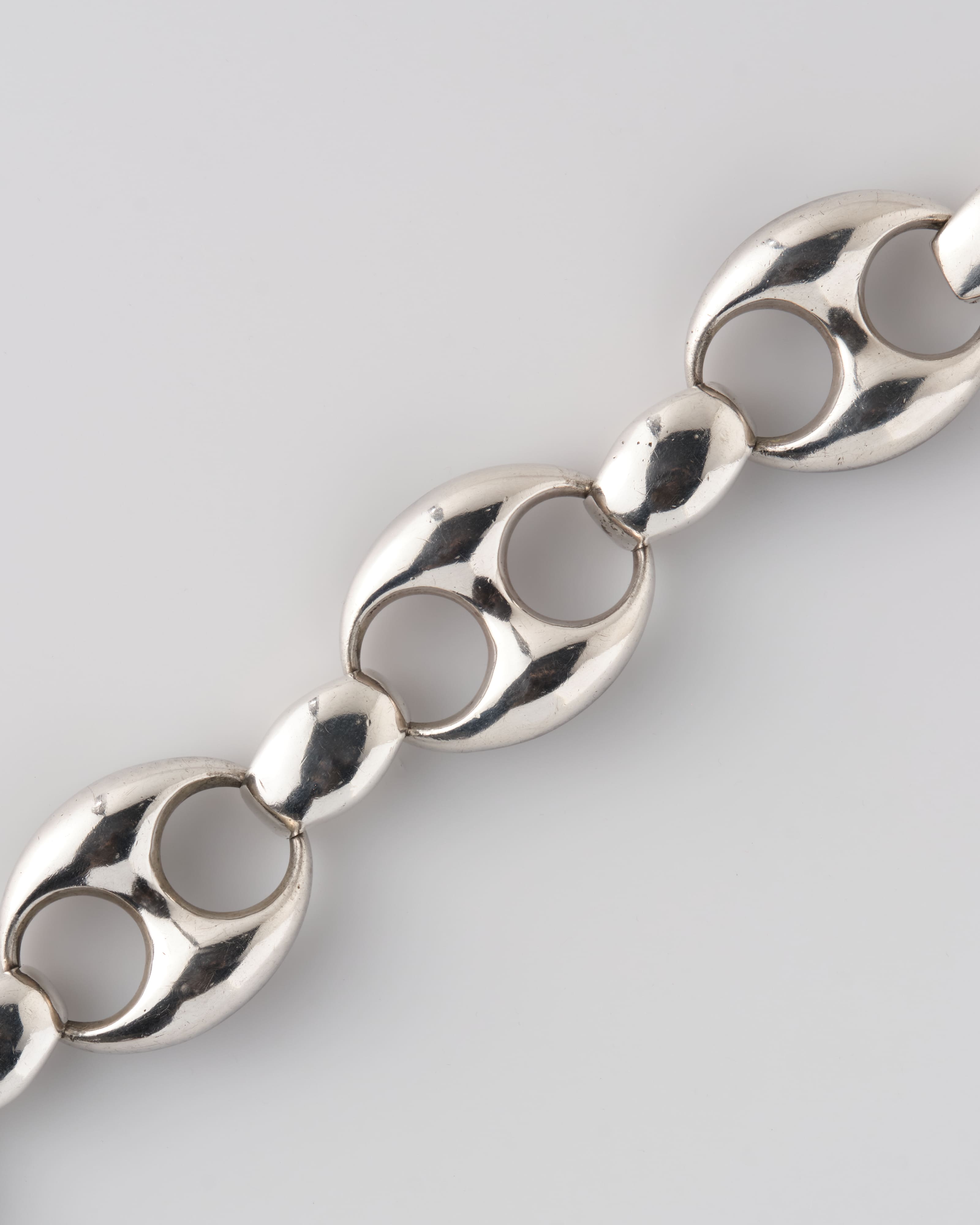 [~60's] Italian Vintage Silver 800 Large Oval Link Bracelet