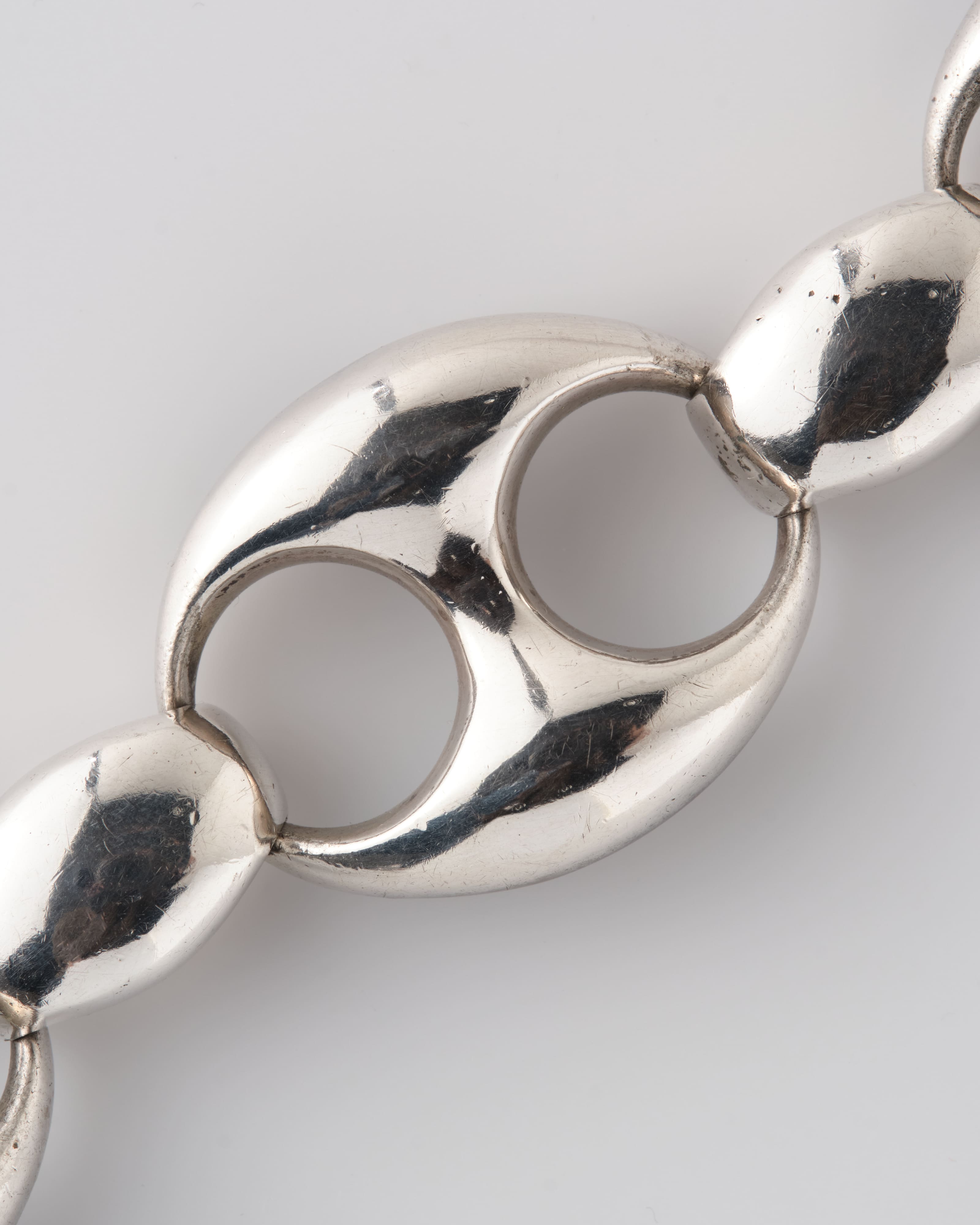 [~60's] Italian Vintage Silver 800 Large Oval Link Bracelet