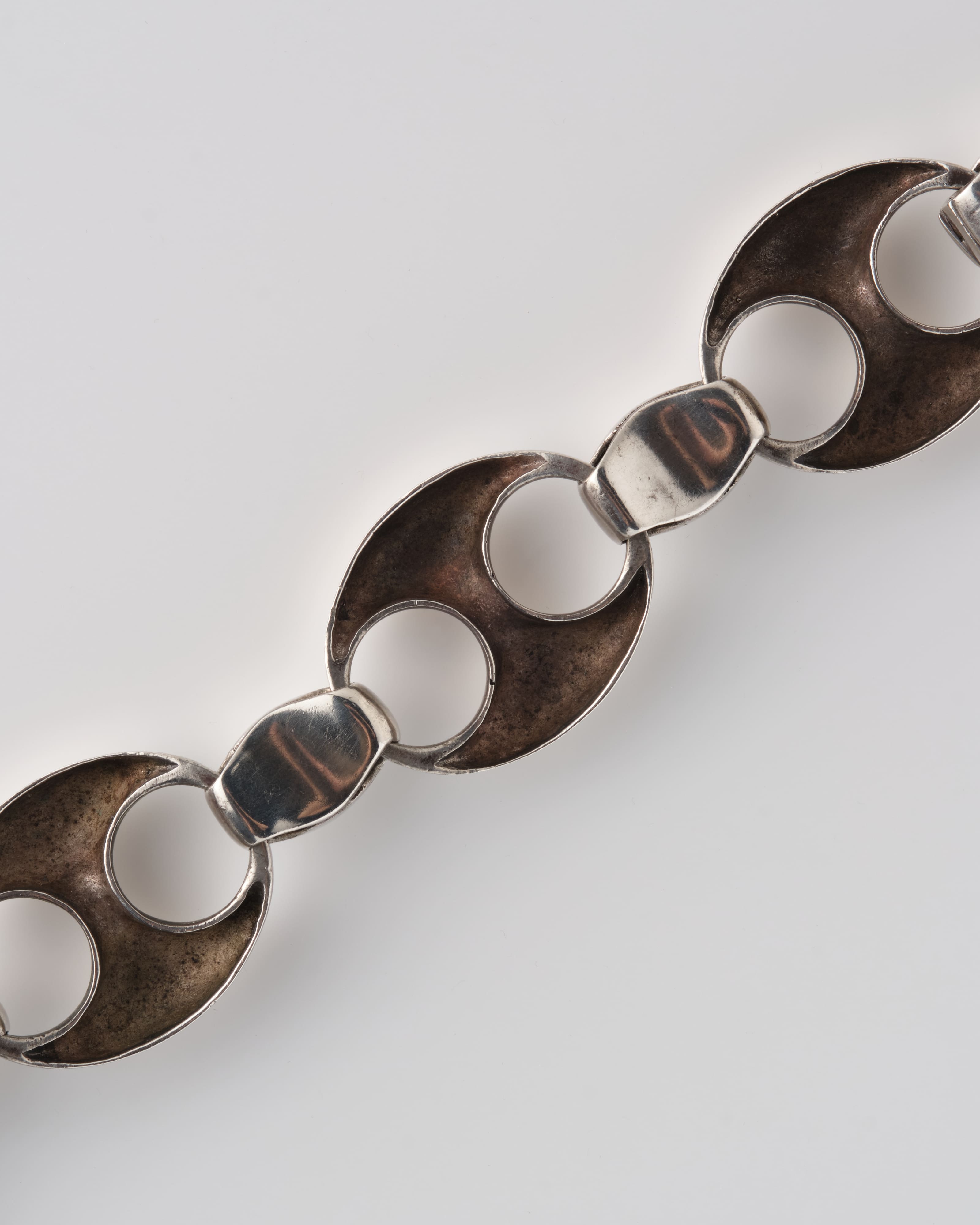 [~60's] Italian Vintage Silver 800 Large Oval Link Bracelet