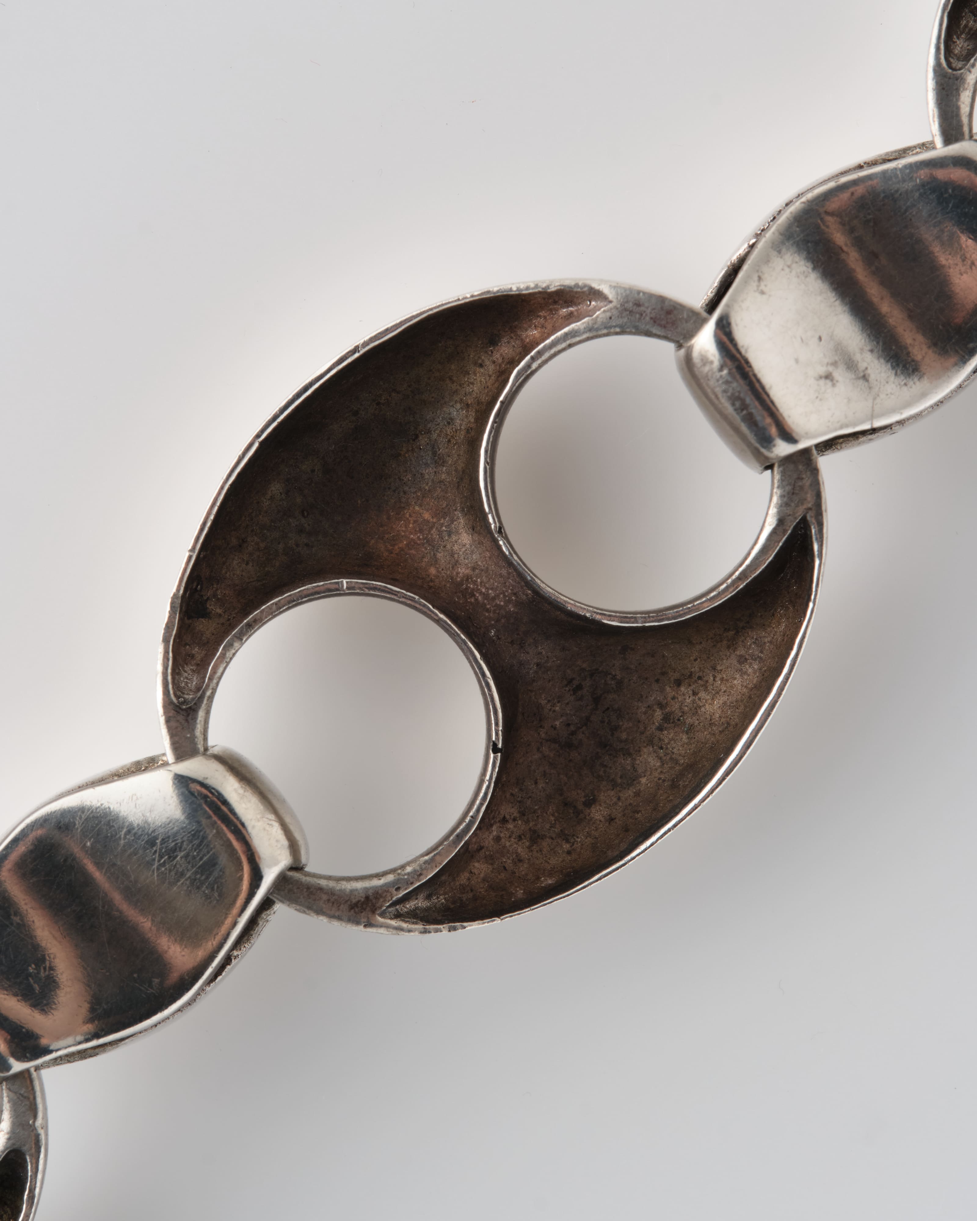 [~60's] Italian Vintage Silver 800 Large Oval Link Bracelet