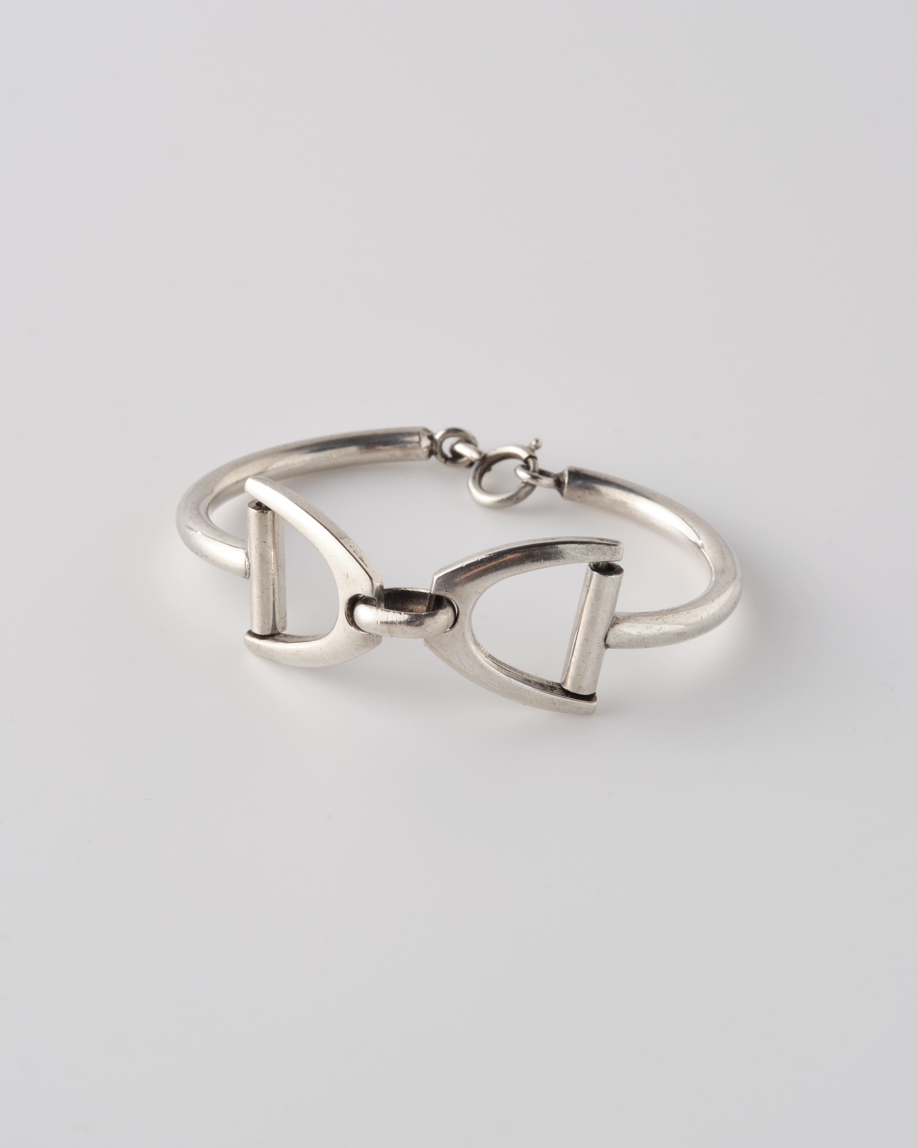 [~ 60's] French Vintage Silver 800 Horsebit Motif กำไลกำไลข้อมือ