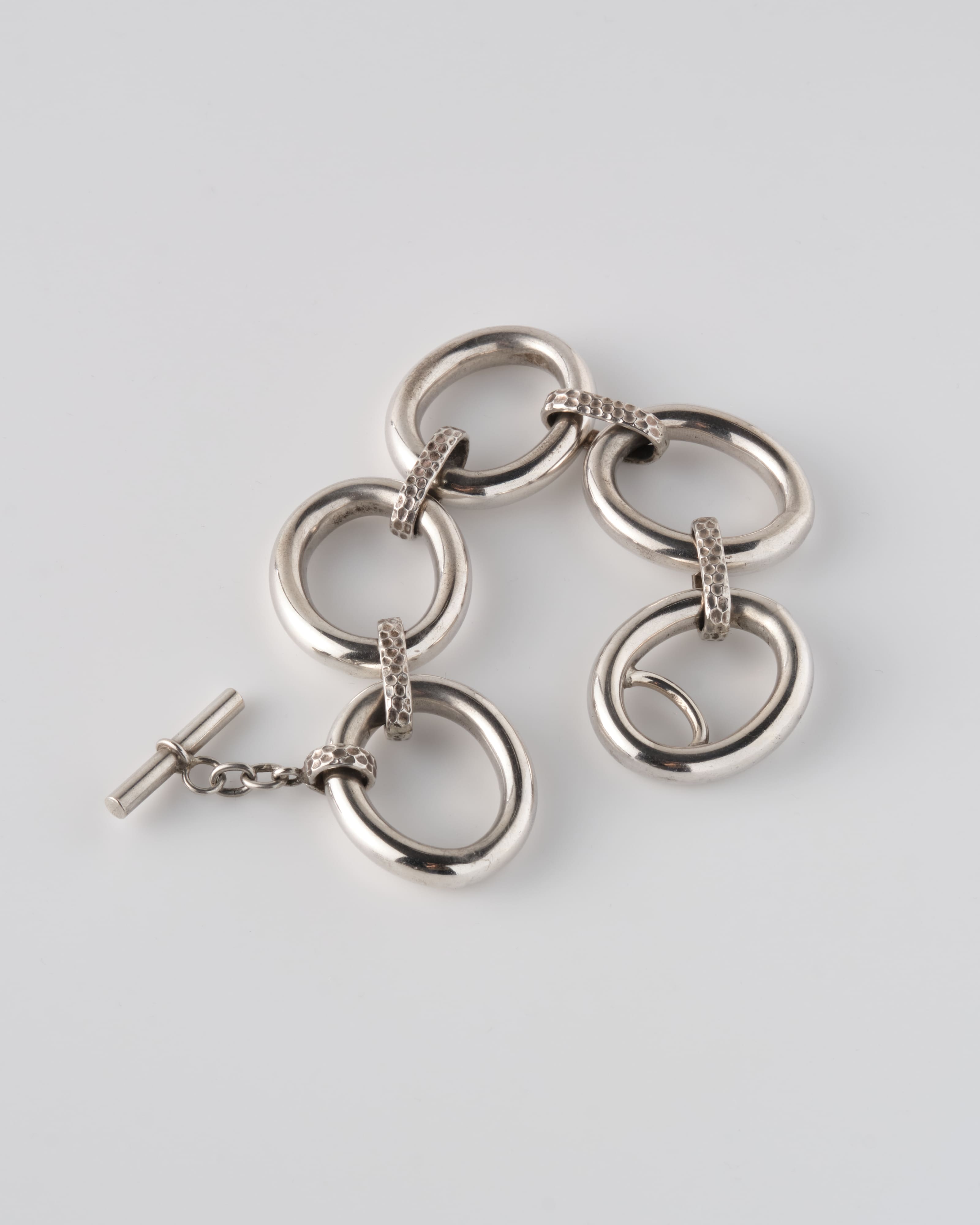 【~60's】French Vintage Silver 800 Toggle Clasp Large Oval Link Bracelet