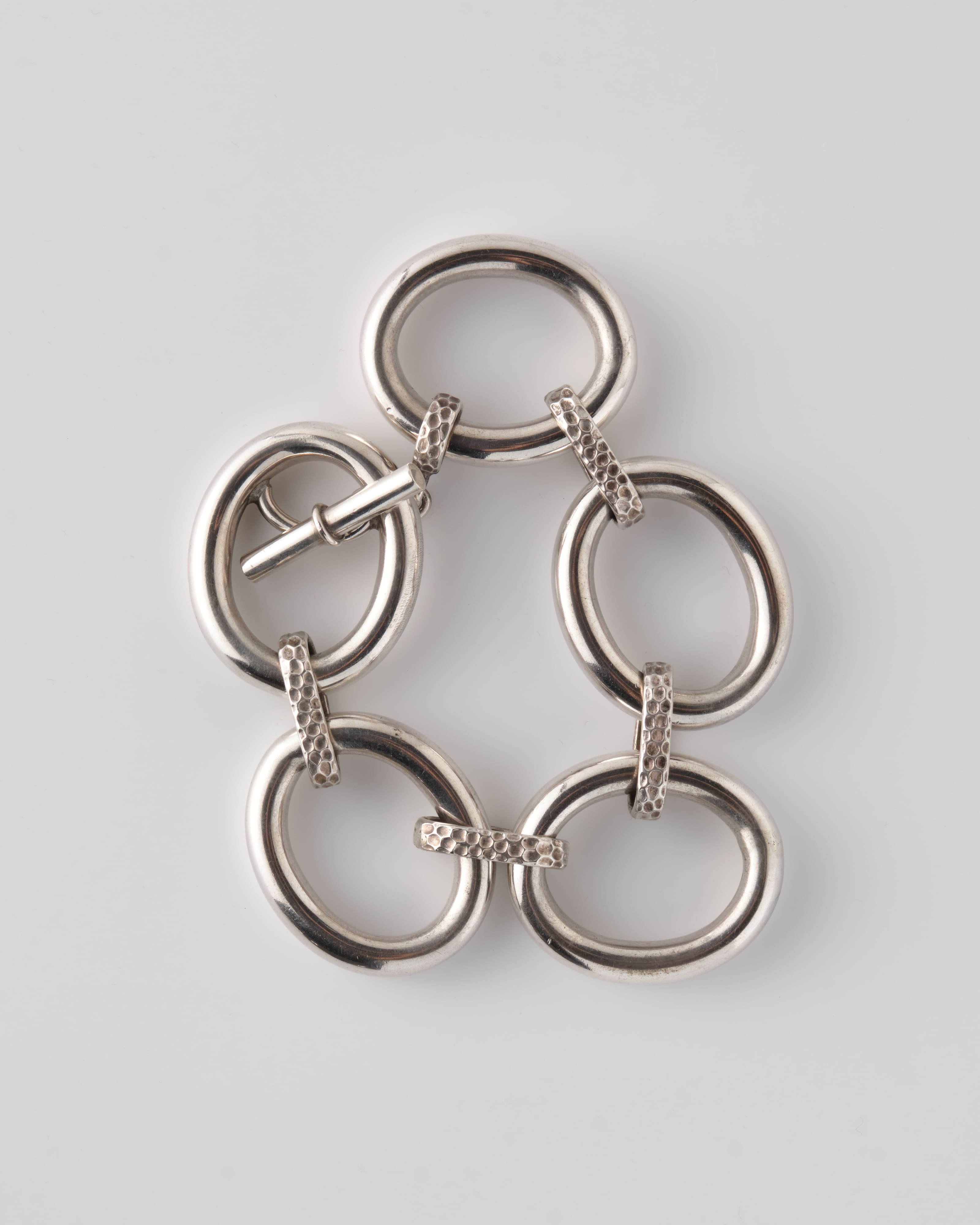 【~60's】French Vintage Silver 800 Toggle Clasp Large Oval Link Bracelet