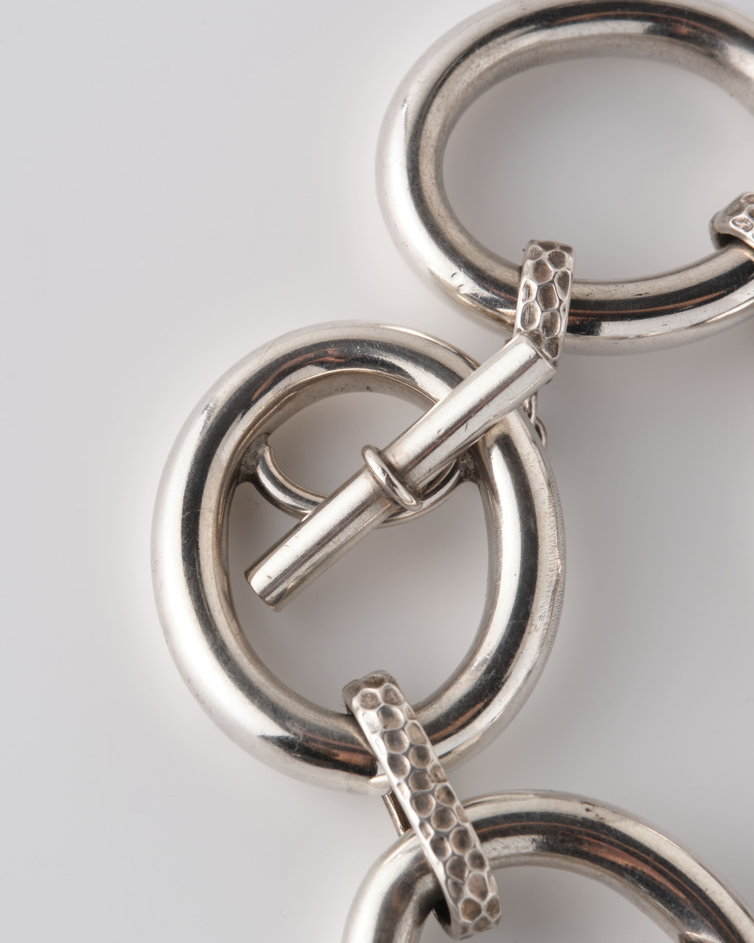 【~60's】French Vintage Silver 800 Toggle Clasp Large Oval Link Bracelet