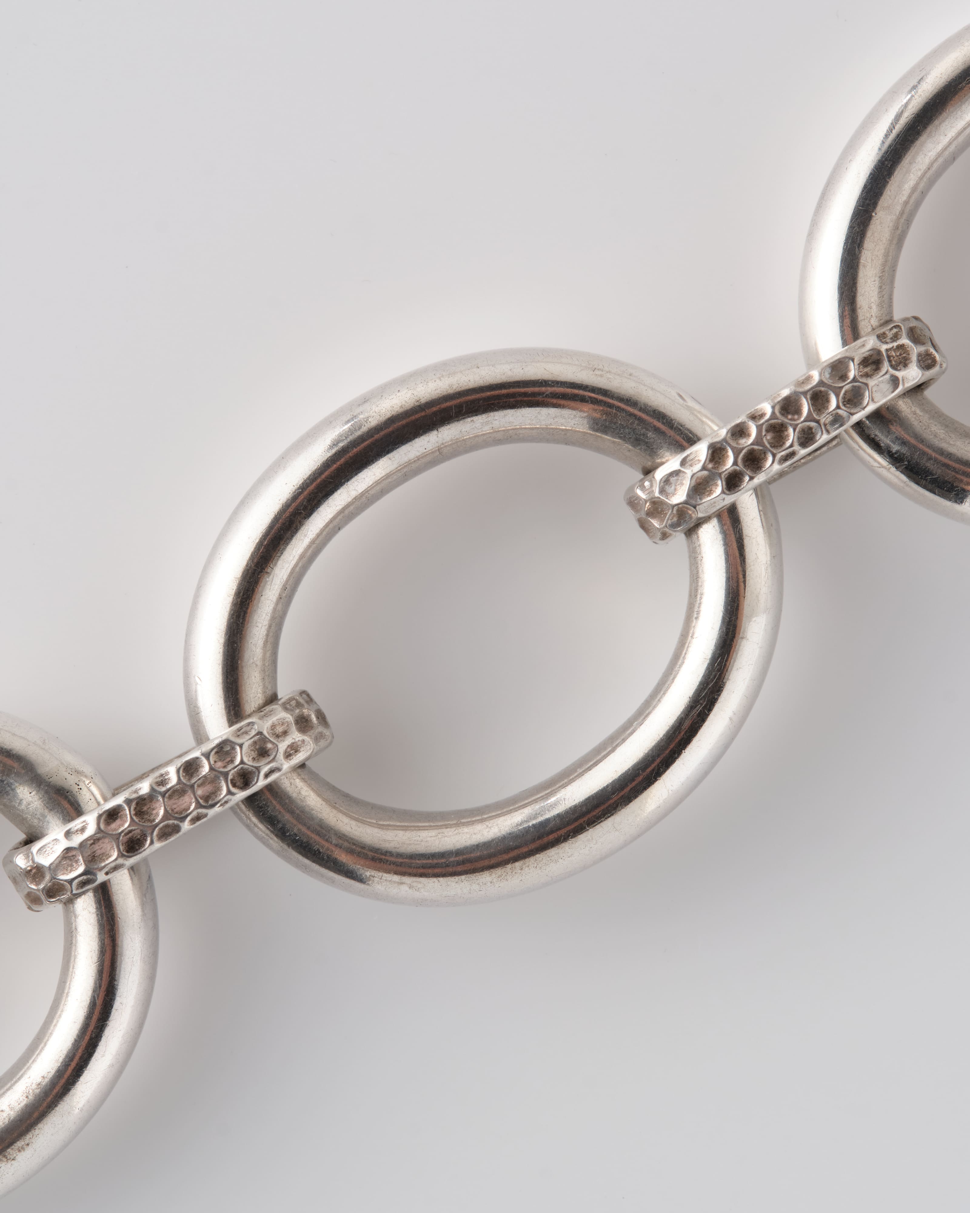 【~60's】French Vintage Silver 800 Toggle Clasp Large Oval Link Bracelet